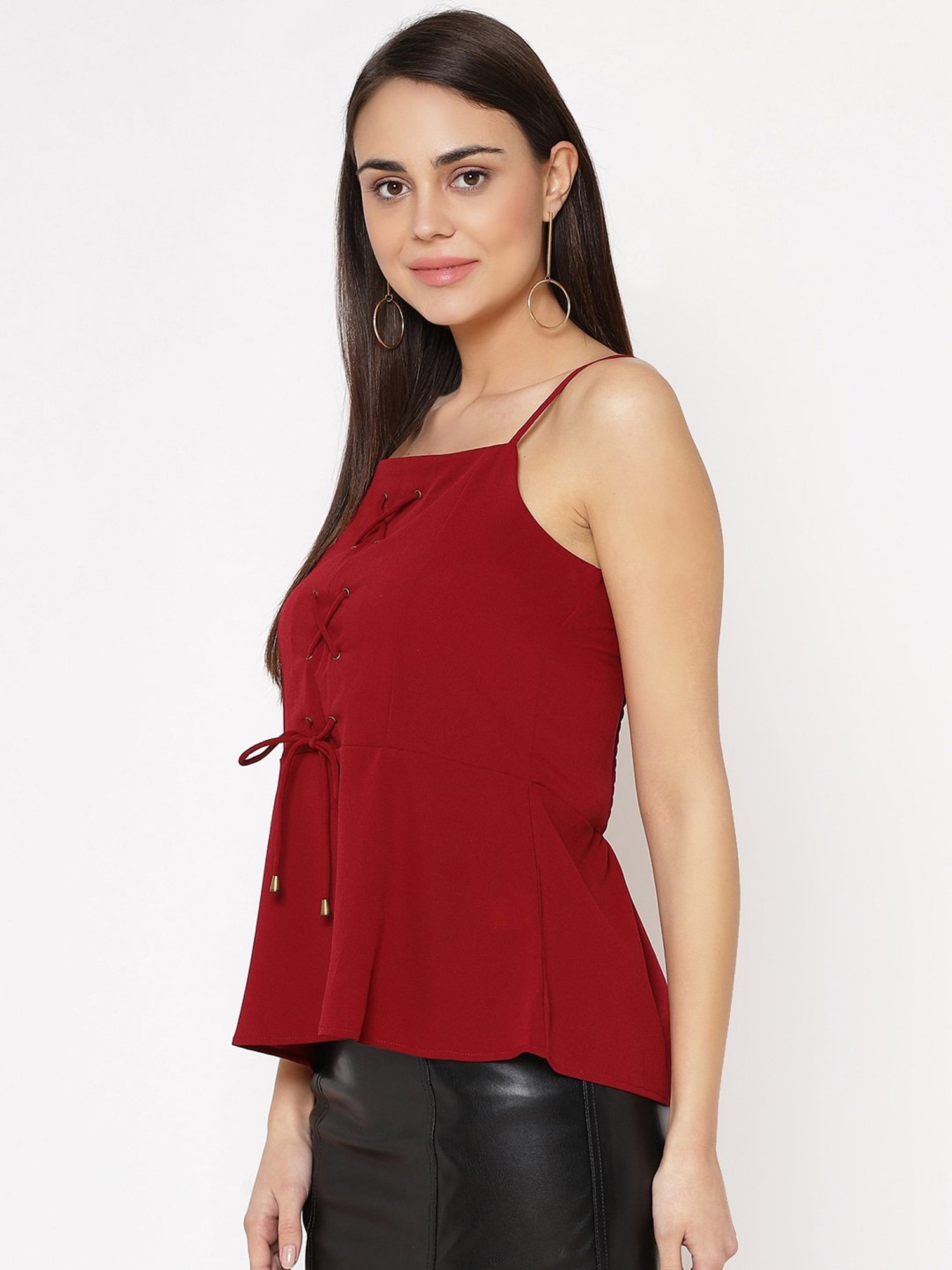 Carlton London Maroon Spaghetti Top