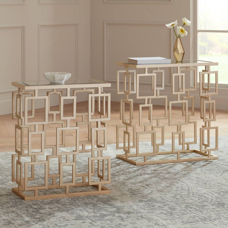 Set of 3 Glam Mirrored Accent Tables Gold - Olivia & May