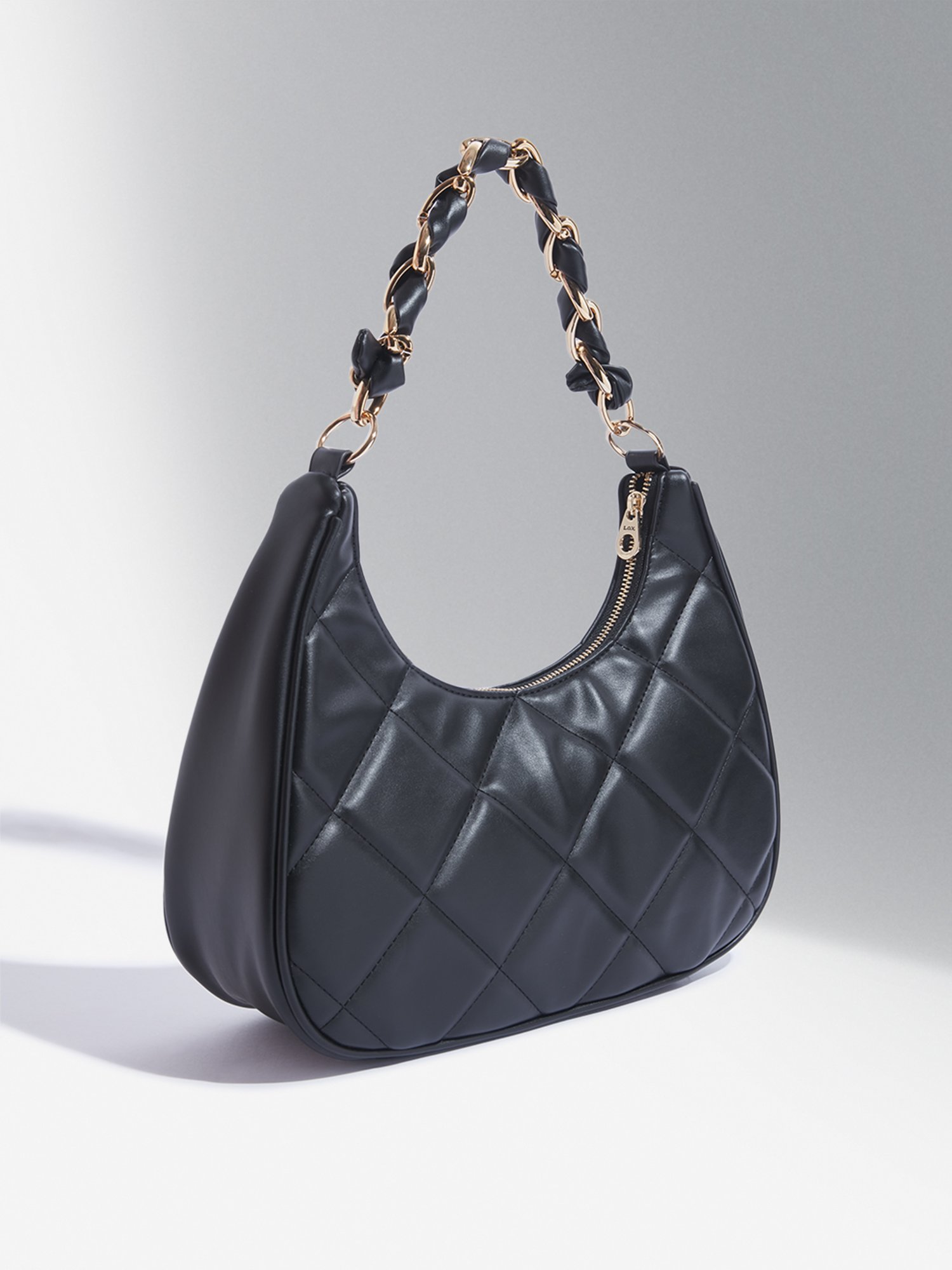 Westside Black Quilted Hobo Shoulder Bag