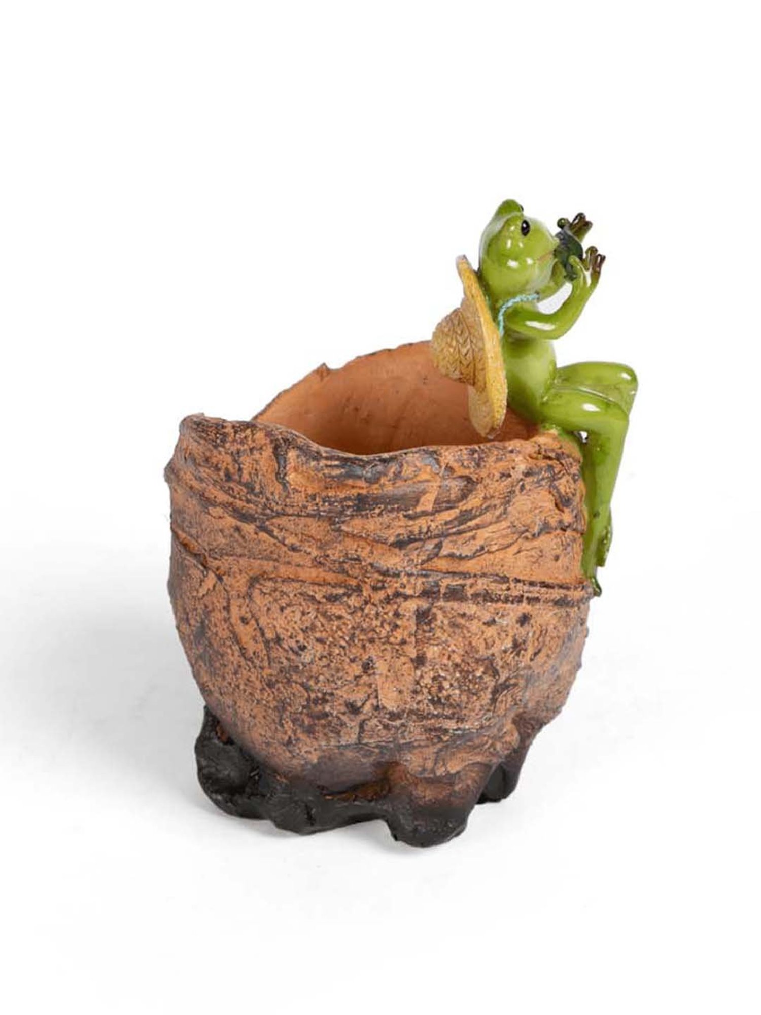 Home4U Green & Brown Polyresin Mini Frog Showpiece - Set of 1