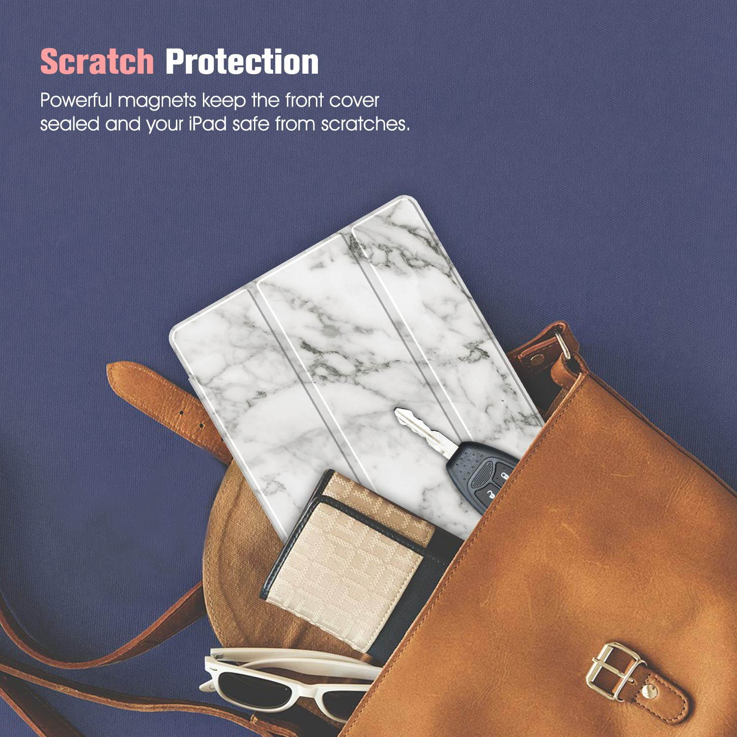 Fintie Case for iPad Air 10.5" (3rd Gen) 2019 / iPad Pro 10.5" 2017- Lightweight Slim Shell Standing Cover with Translucent Frosted Back Cover with Pencil Holder, Auto Wake/Sleep, Marble White