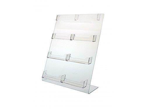Marketing Holders Clear Acrylic Multi Pocket Horizontal Business Card Holder Display Stand with Sign Holder for Office, Retail, Desk, Counter (Clear, 8 Pocket Slant Back)