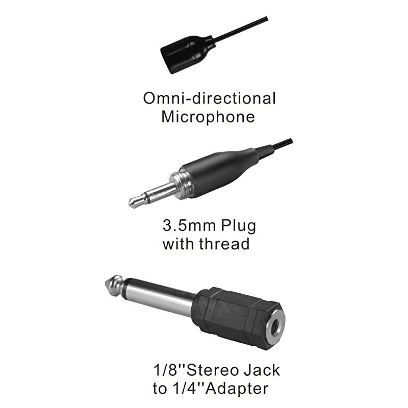 Single Earhook Headworn Omni-Directional Headset Microphone (for 3.5mm Plug with Thread Type +1/4" Plug Black)