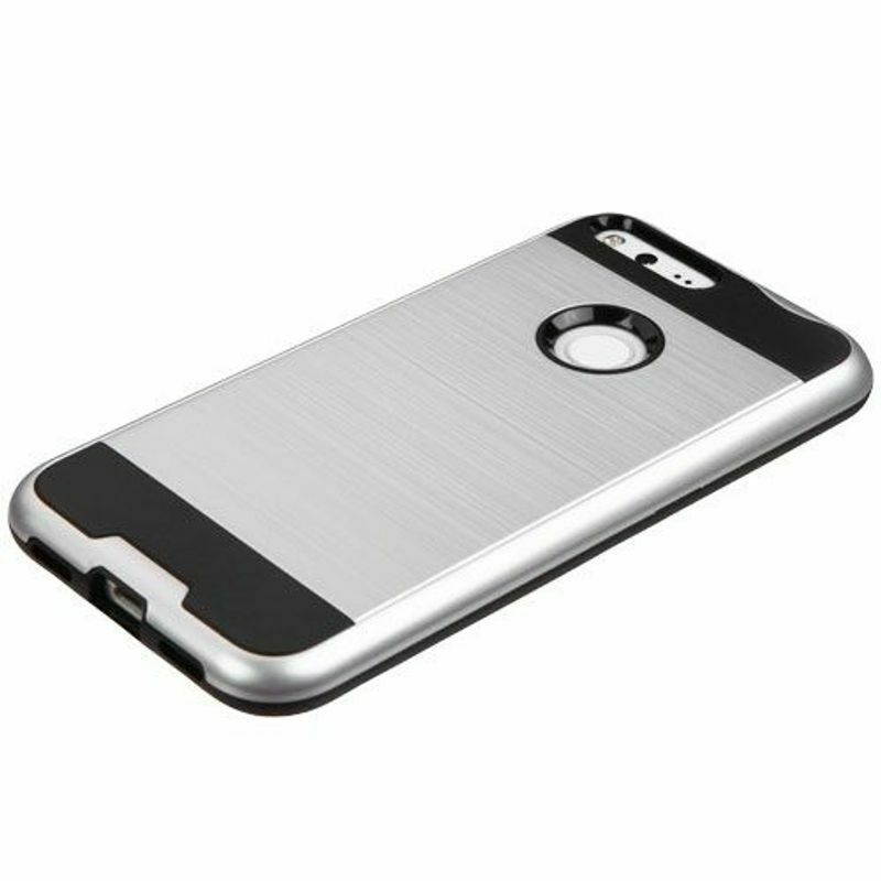 For Google Pixel XL Brushed Metal HYBRID Rubber Hard Case Phone Cover Silver