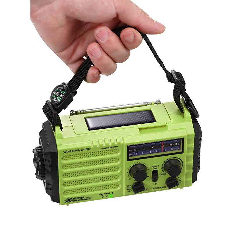 Radio NOAA Alert Emergency RadioSolarHand CrankAM FM Shortwave Portable Radio with Battery BackupSOS FlashlightReading Lamp2000mAh Rechargeable BatteryUSB Charger for Outdoor Survival