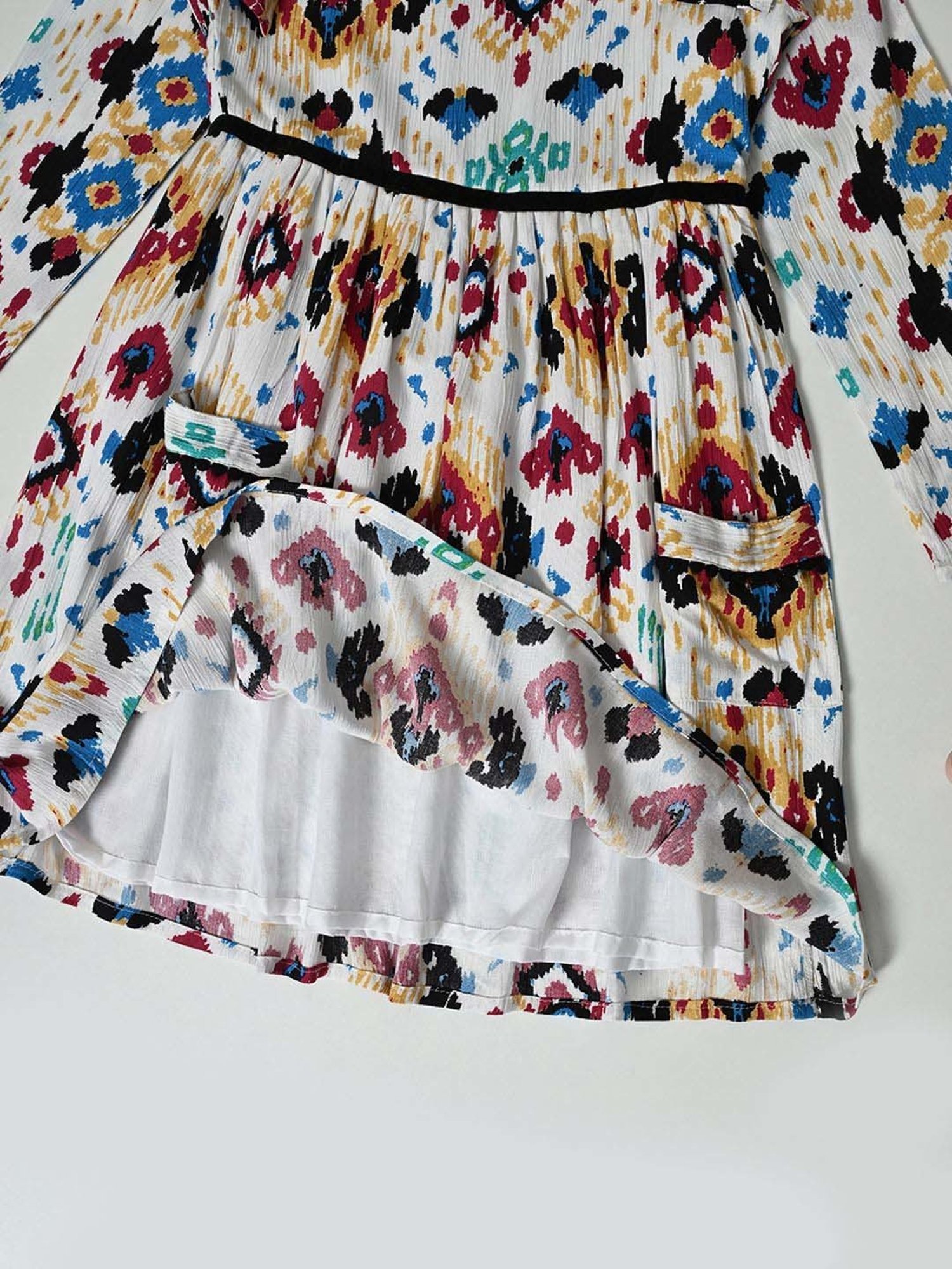 Bella Moda Kids White Cotton Printed Full Sleeves Dress