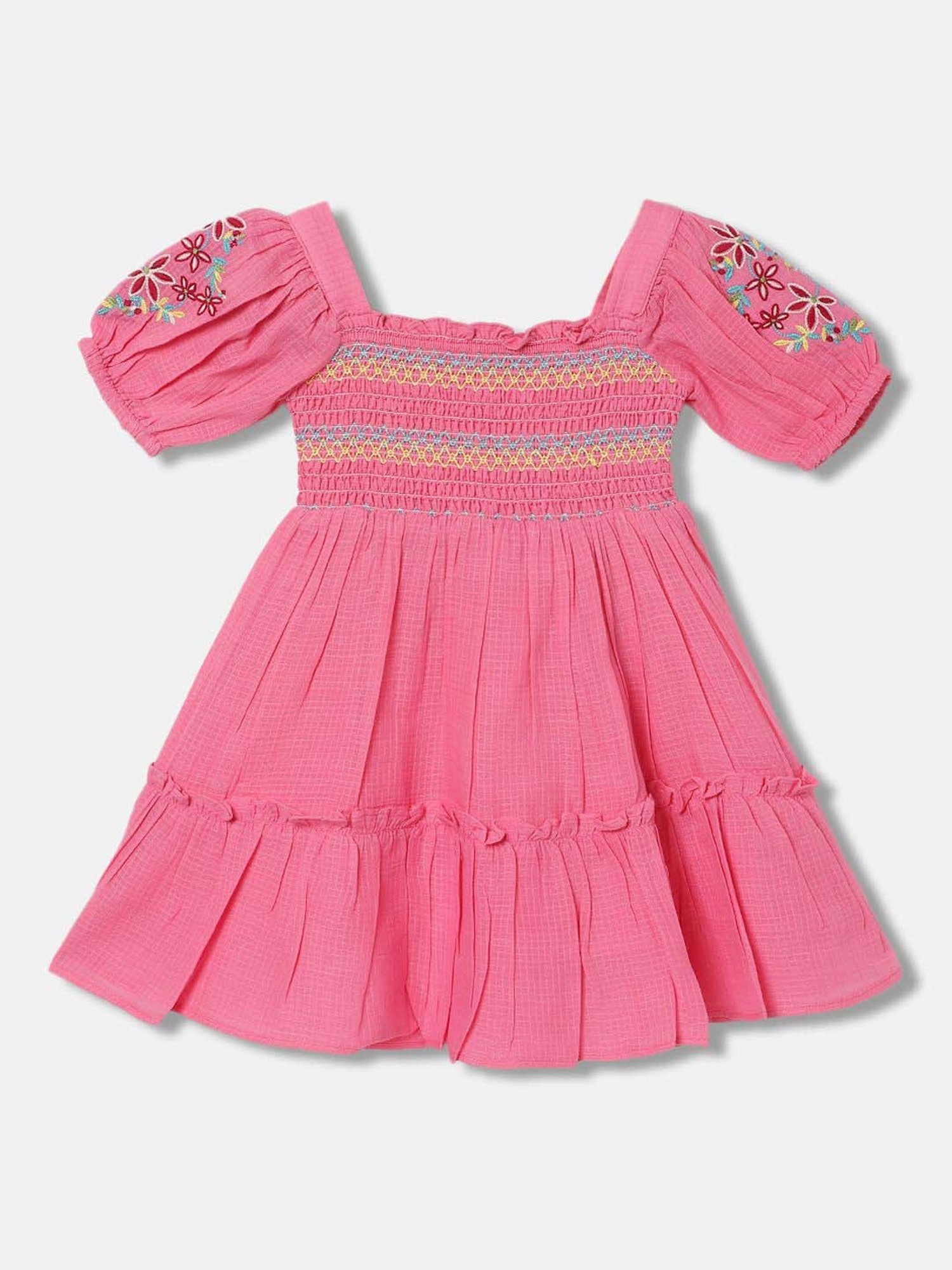 Blue Giraffe Kids Pink Cotton Dress