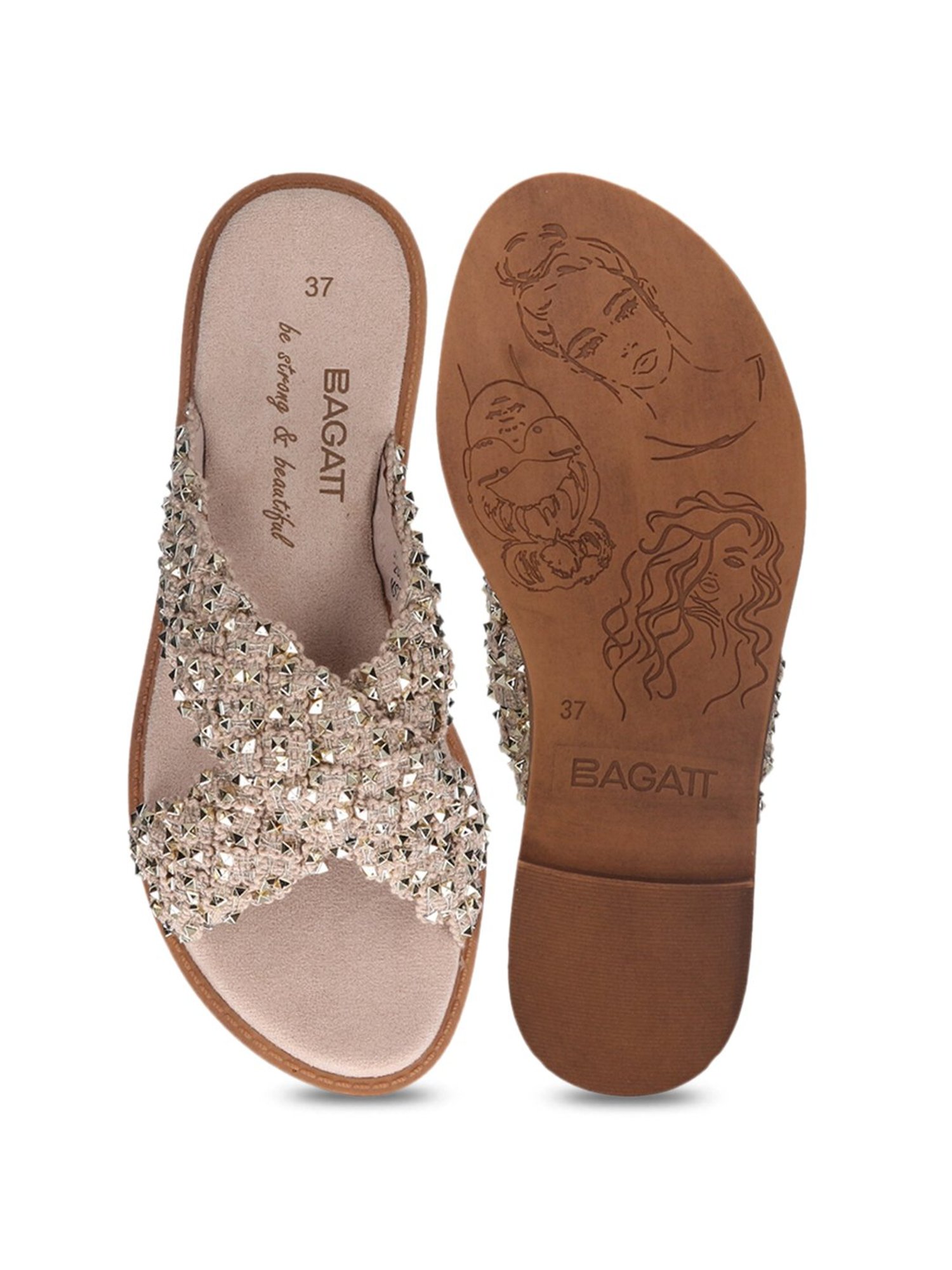 Bagatt Women's Goldy Beige Cross Strap Sandals