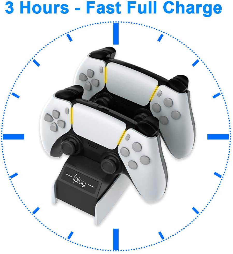 PS5 Controller Charger Station, Fast Dual Controller Docking Station Charging Dock Stand with USB Type C Charge Cable for Sony Playstation 5 Controllers DualSense
