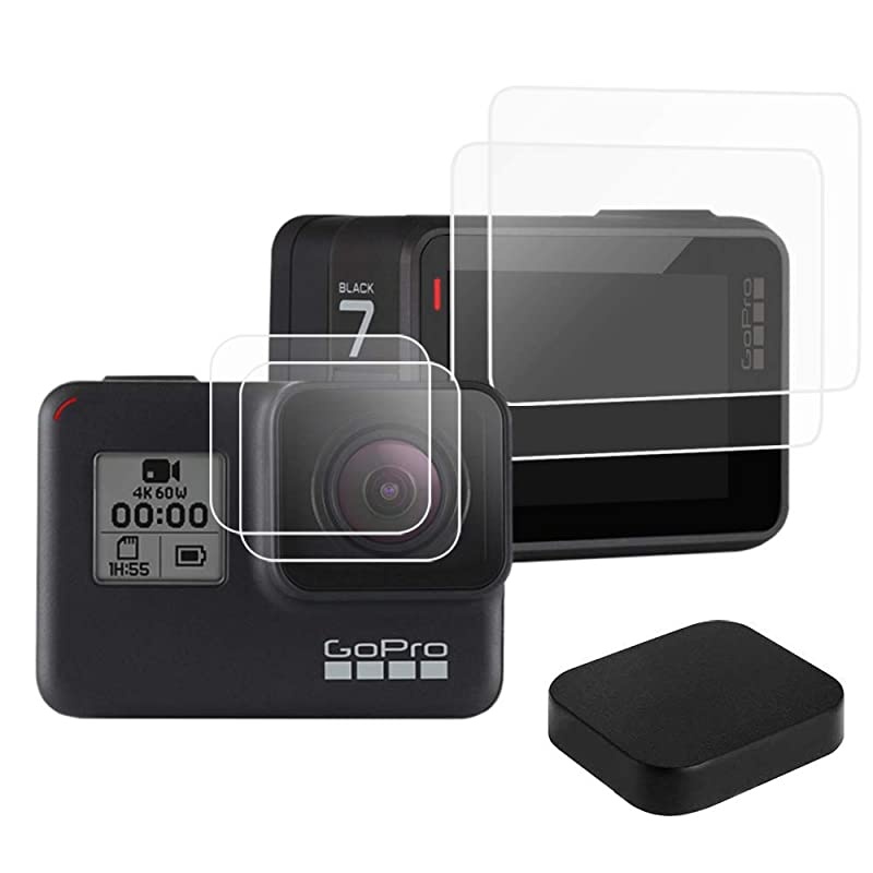 Screen Protector Compatible with New Gopro Hero 7 Black 2018 Hero 6 5 Black Action Camera with Lens Protector Lens Cap Cover and Screen Protector Film Accessories 5 PCS