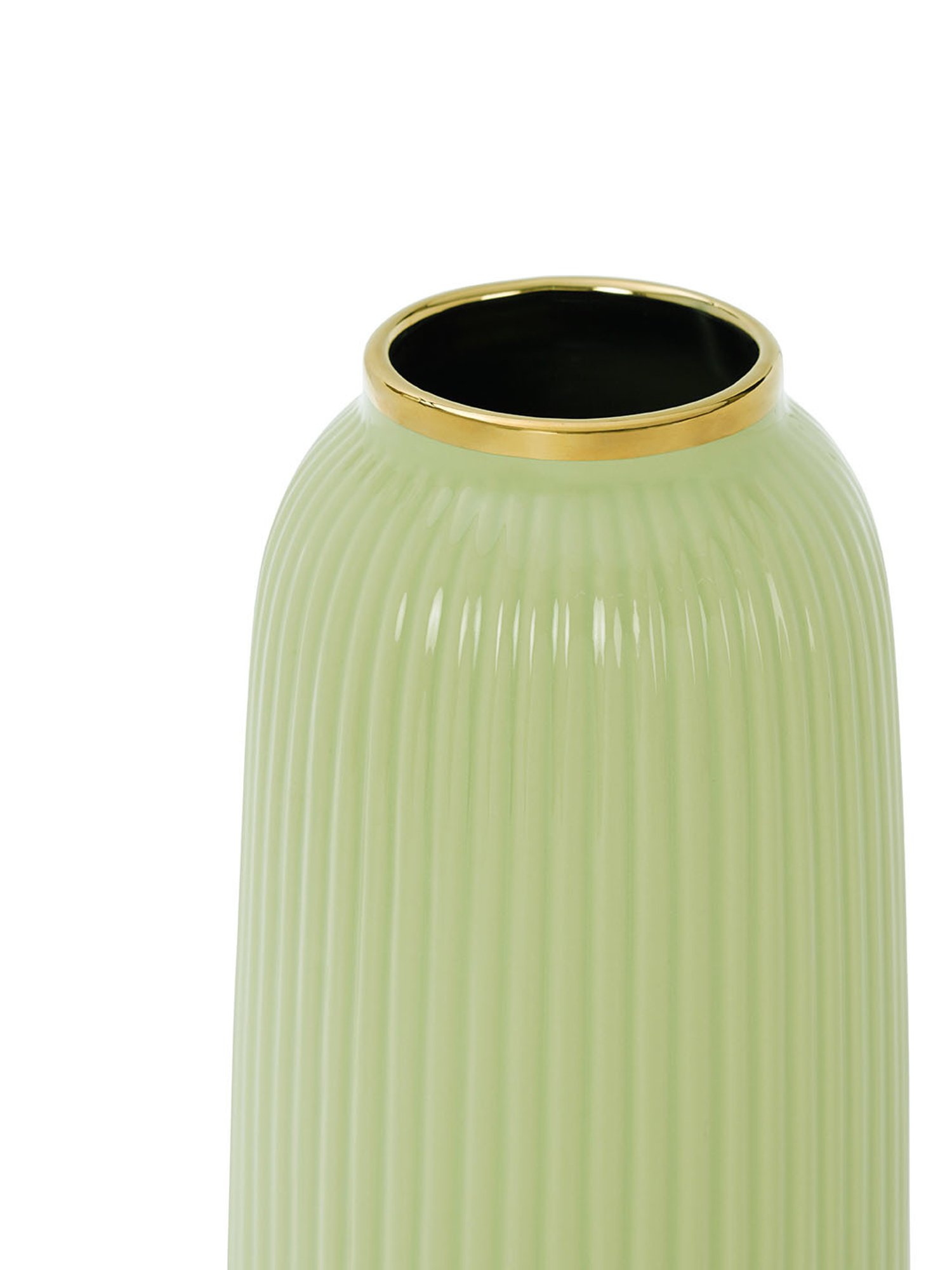 Pure Home and Living Green Ceramic Ribbed Vase
