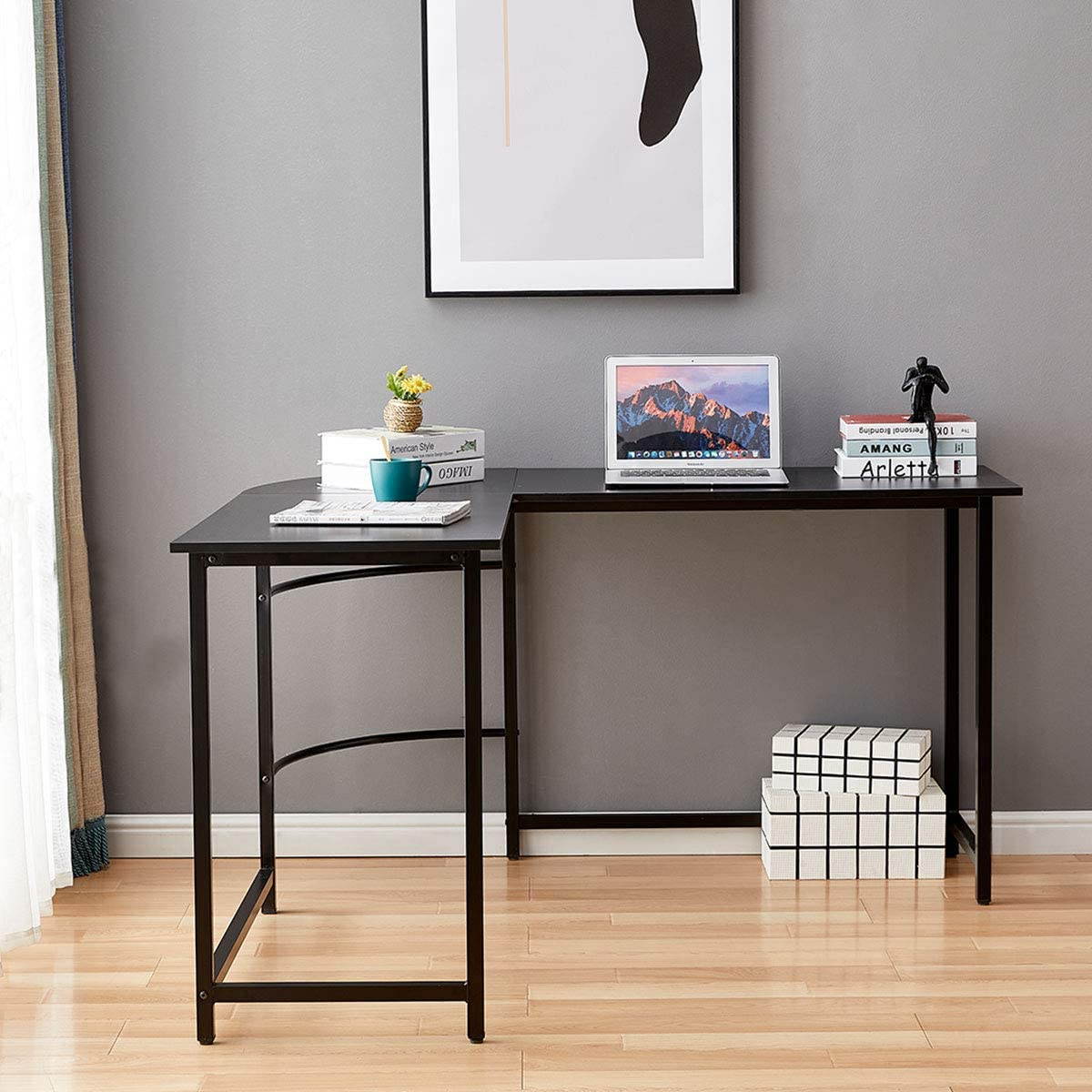 Lifetech Computer Desk 43.3" Modern Study Writing Desk for Home Office Simple Small Desk for Small Spaces, Black