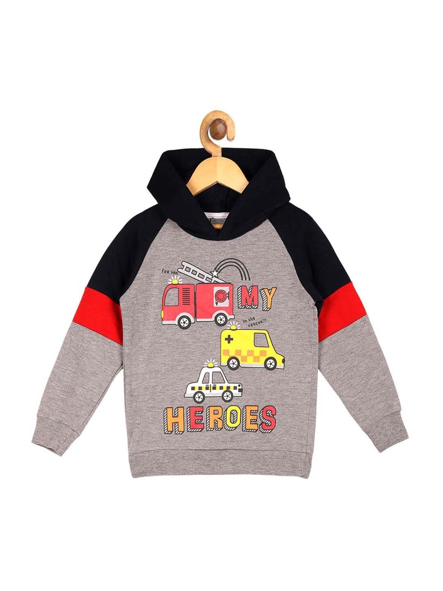 Lazy Shark Kids Grey Printed Hoodie