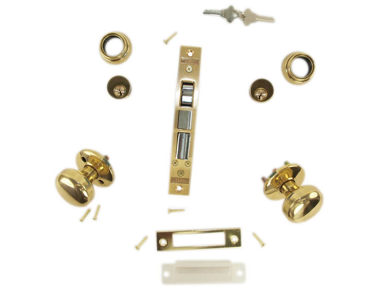 Maxtech LHR (Like Marks 22AC/3-W-LHR) Polished Brass Finish Left Hand Reverse Double Cylinder Iron Gate Ornamental Mortise Lockset with 2-1/2" Backset