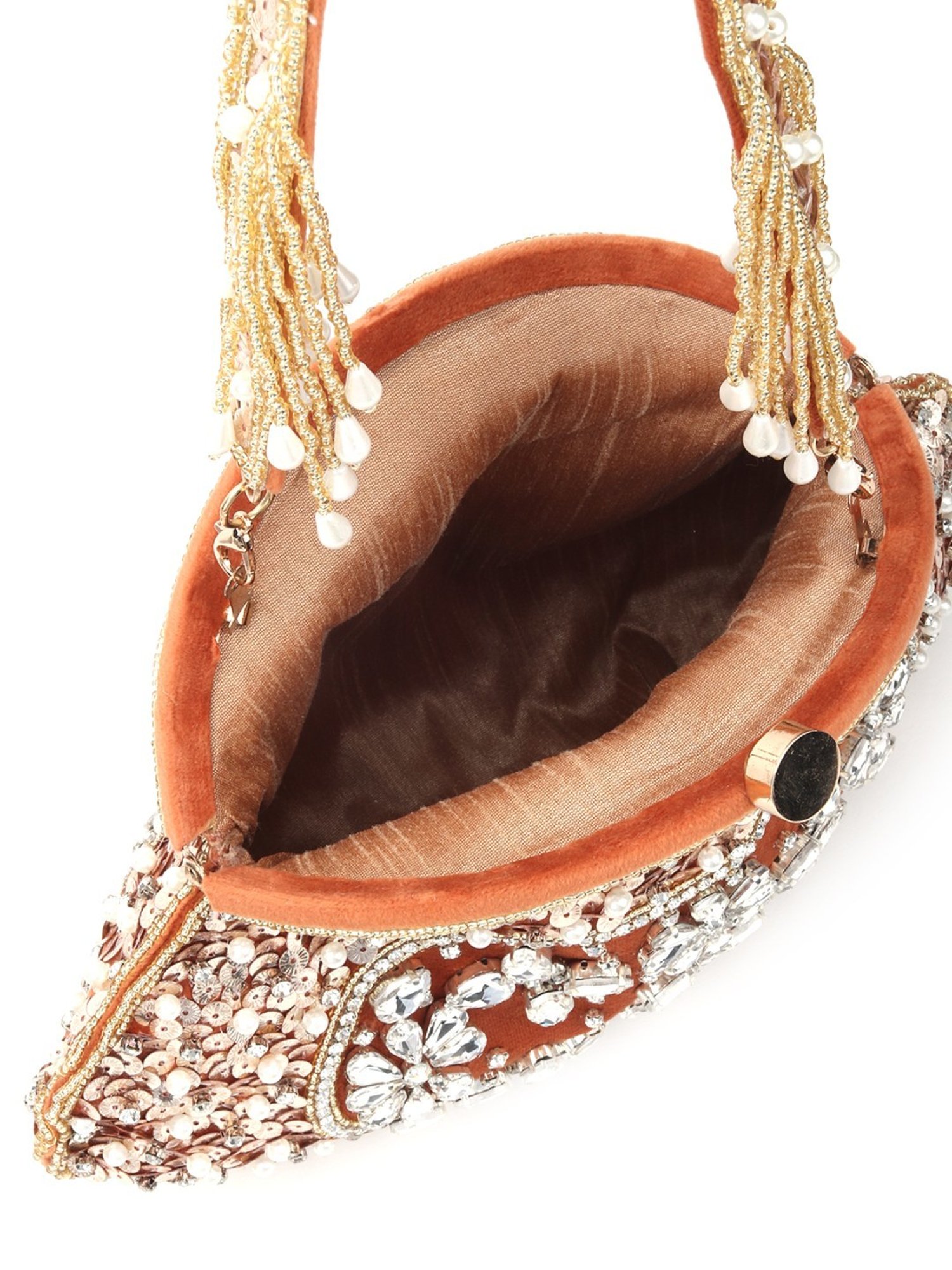 Odette Brown & White Embellished Handbag