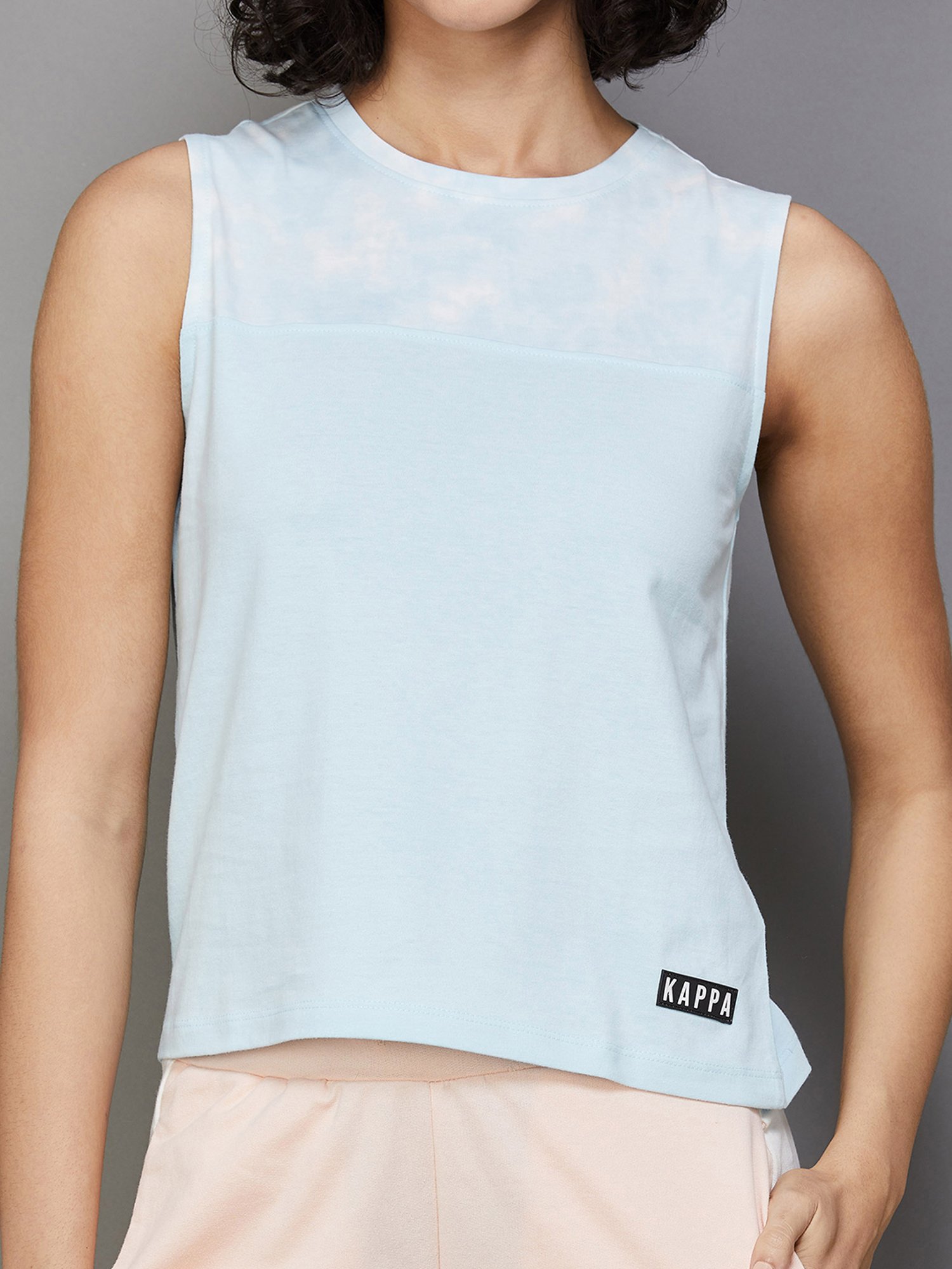 KAPPA Sky Blue Cotton Printed Sports T-Shirt