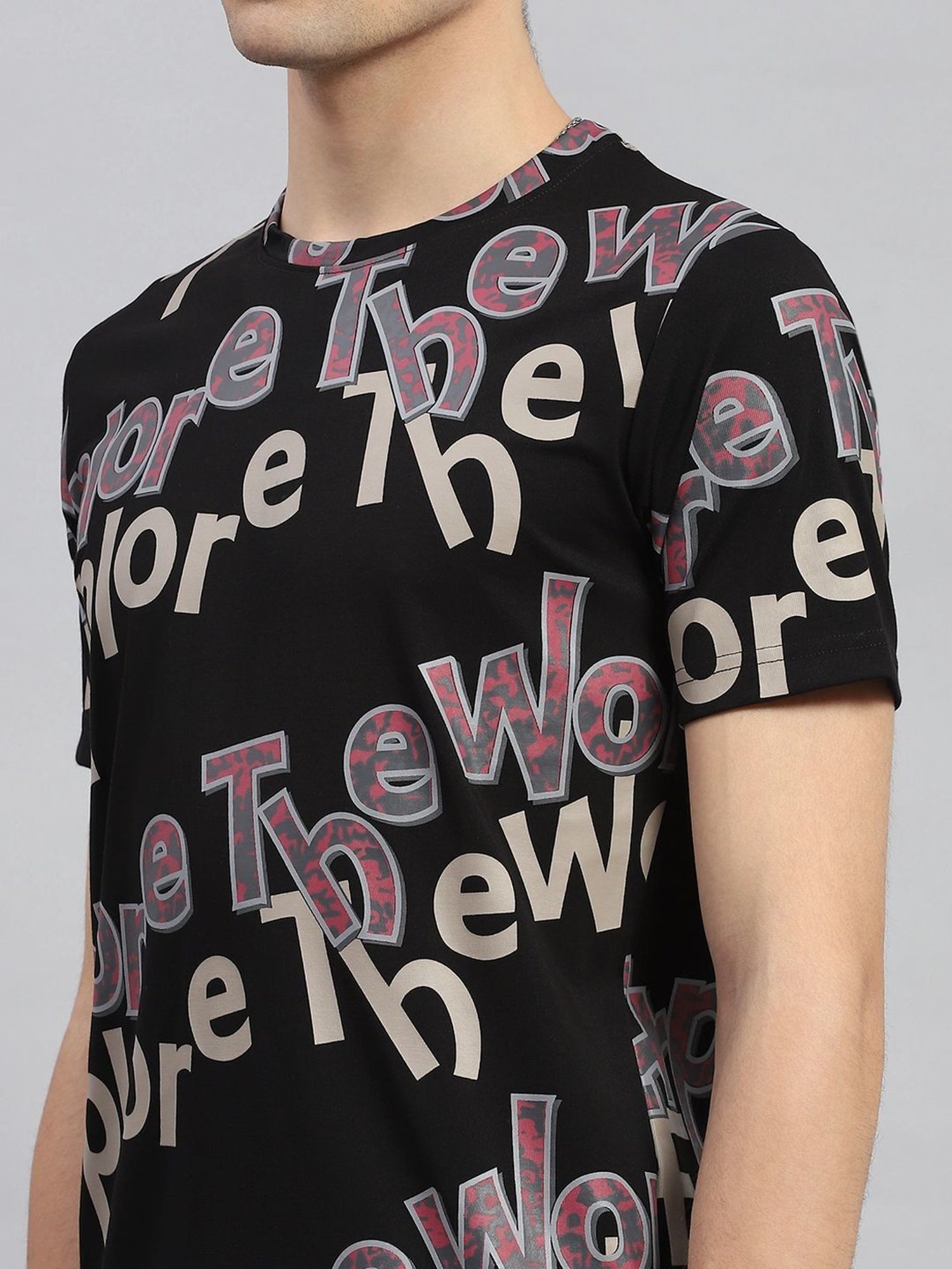 Monte Carlo Black Regular Fit Printed T-Shirt