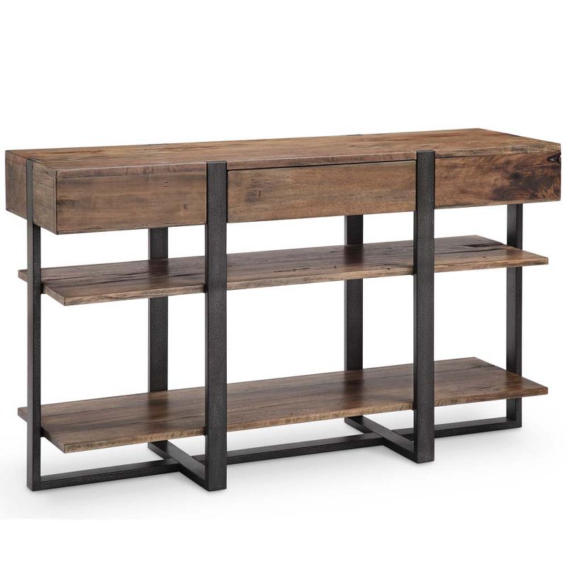 Prescott Modern Reclaimed Wood Rectangular Console Table in Rustic Honey - Magnussen Home Furnishings