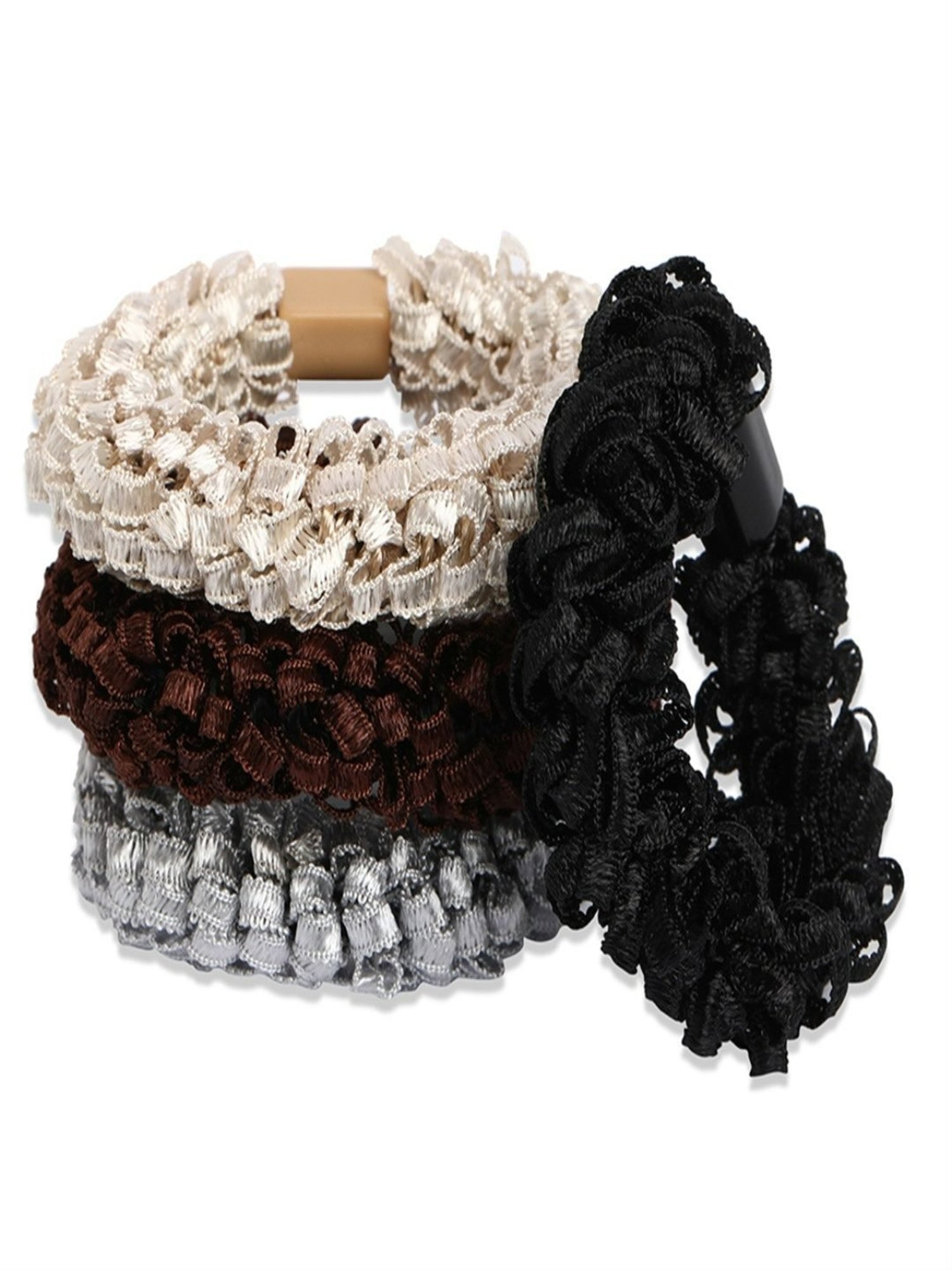 ToniQ Multicolor Textured Hair Rubber - Set of 4