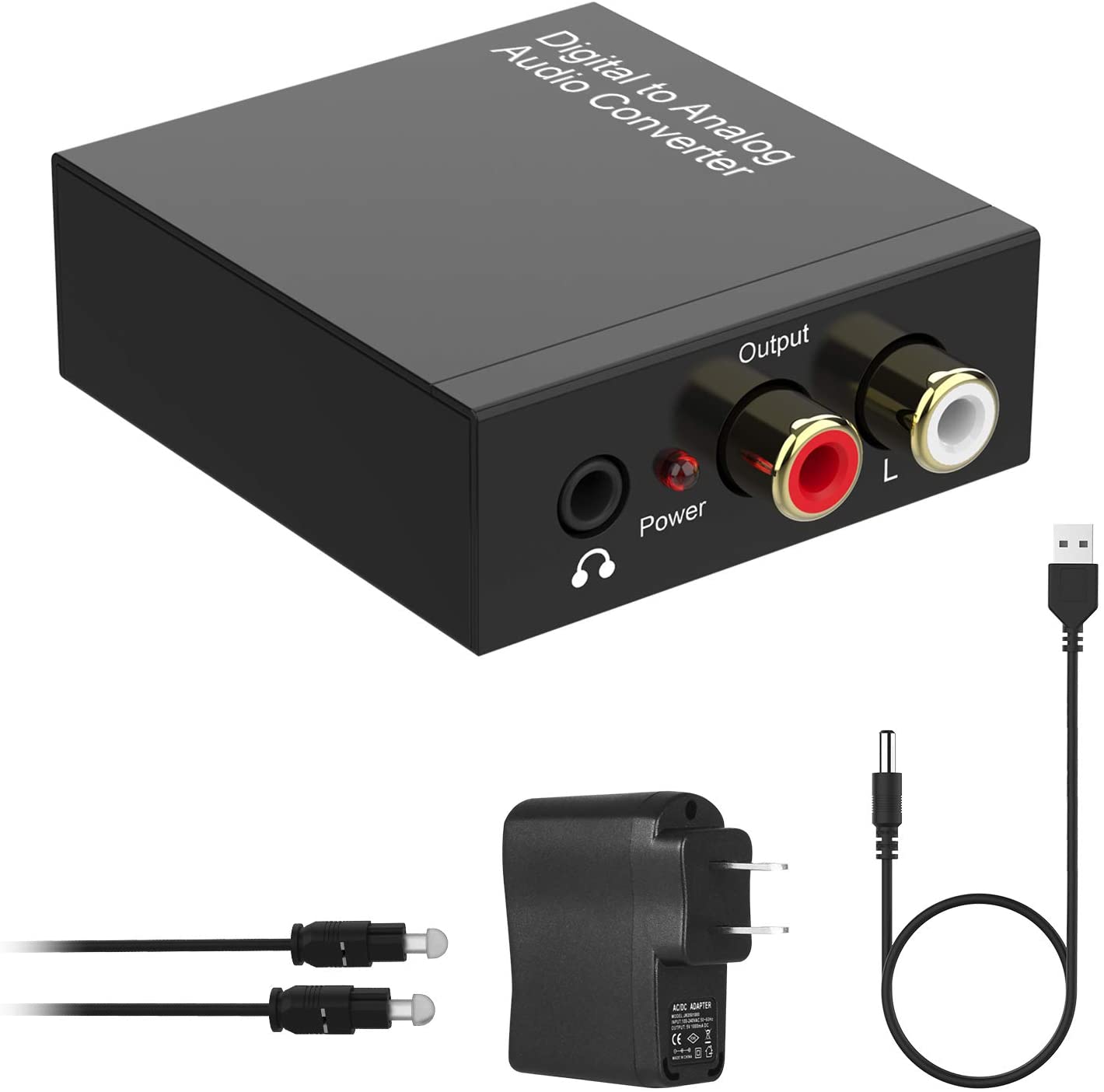 192KHz Digital to Analog Audio Converter DAC Digital SPDIF Coaxial Optical Convert to L/R RCA, Toslink Optical to 3.5mm Jack Audio Adapter for PS4 HD DVD Home Cinema Systems