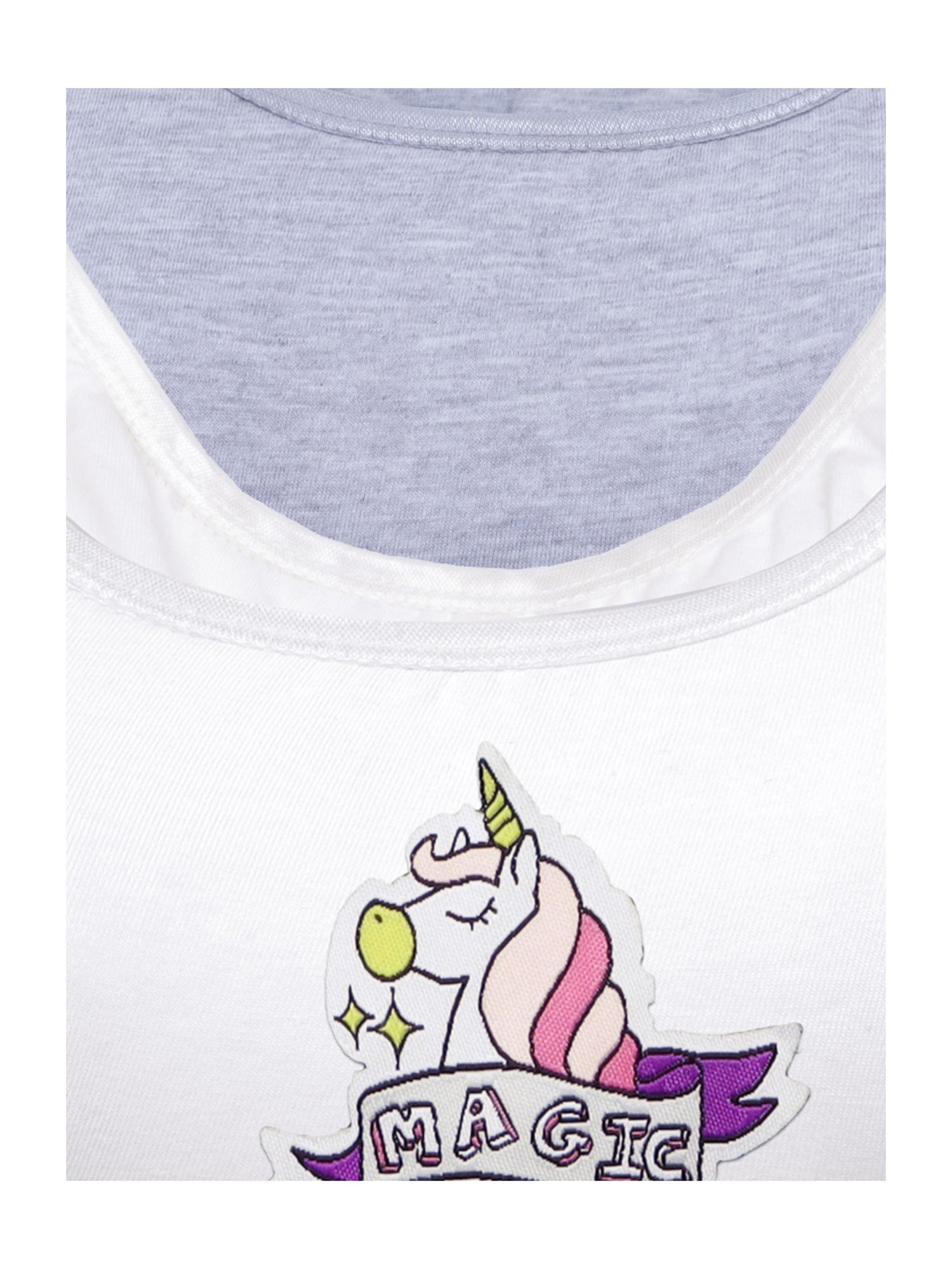 D'chica Kids White & Grey Cotton Printed Non Padded Bras - Pack of 2