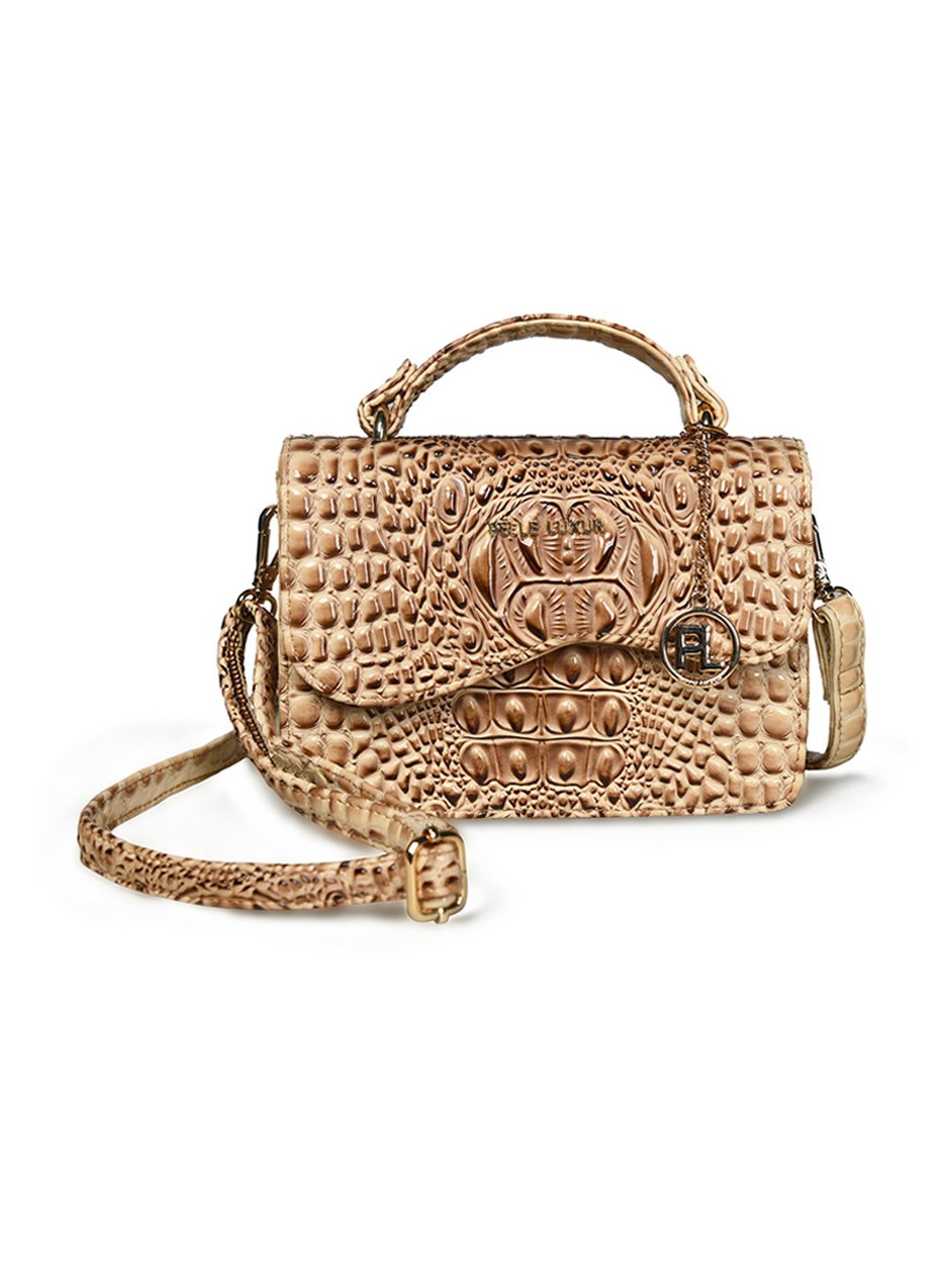 PELLE LUXUR Light Brown Animal Effect Small Cross Body Bag