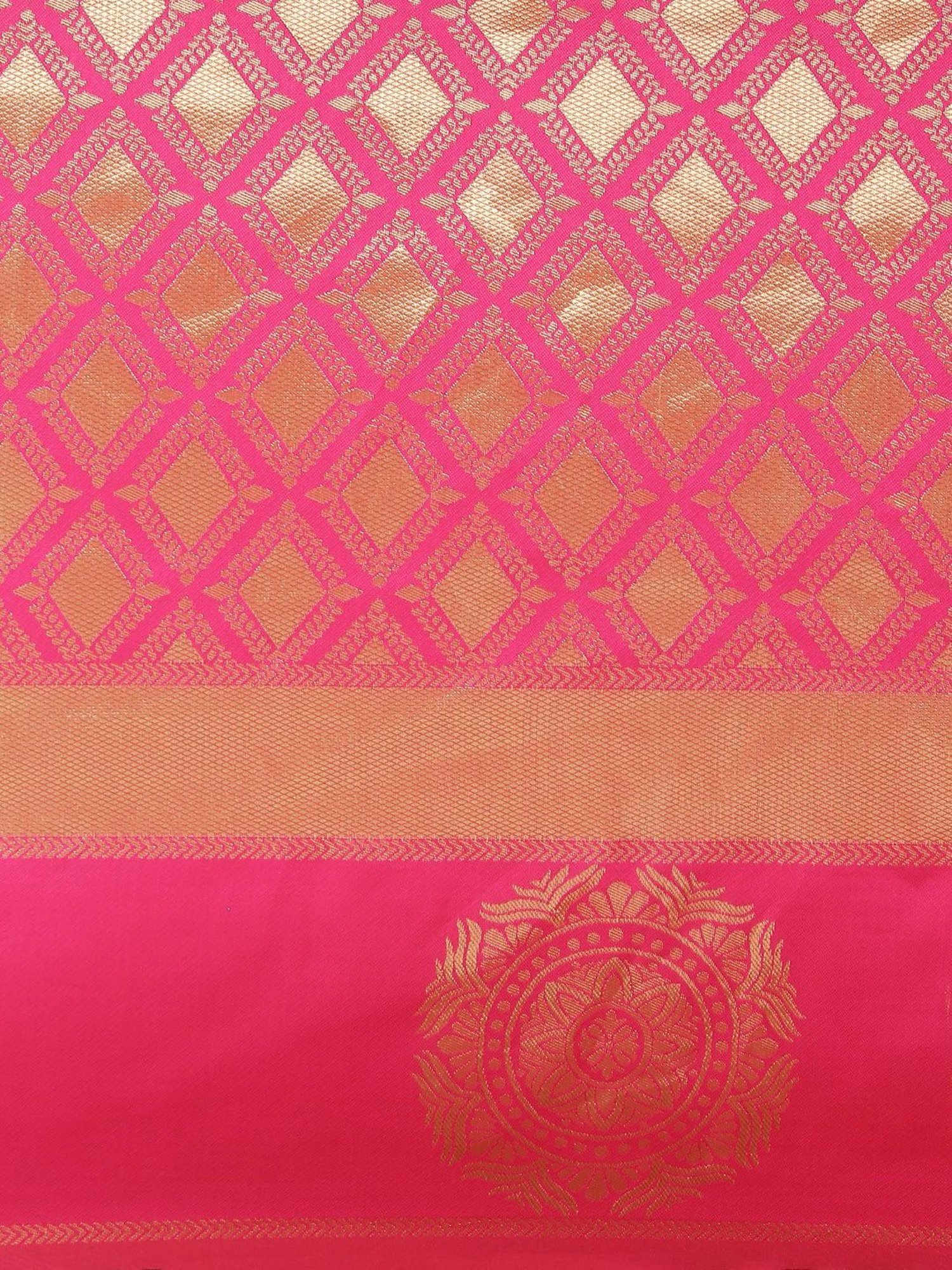 KSUT Pink Silk Woven Saree With Unstitched Blouse