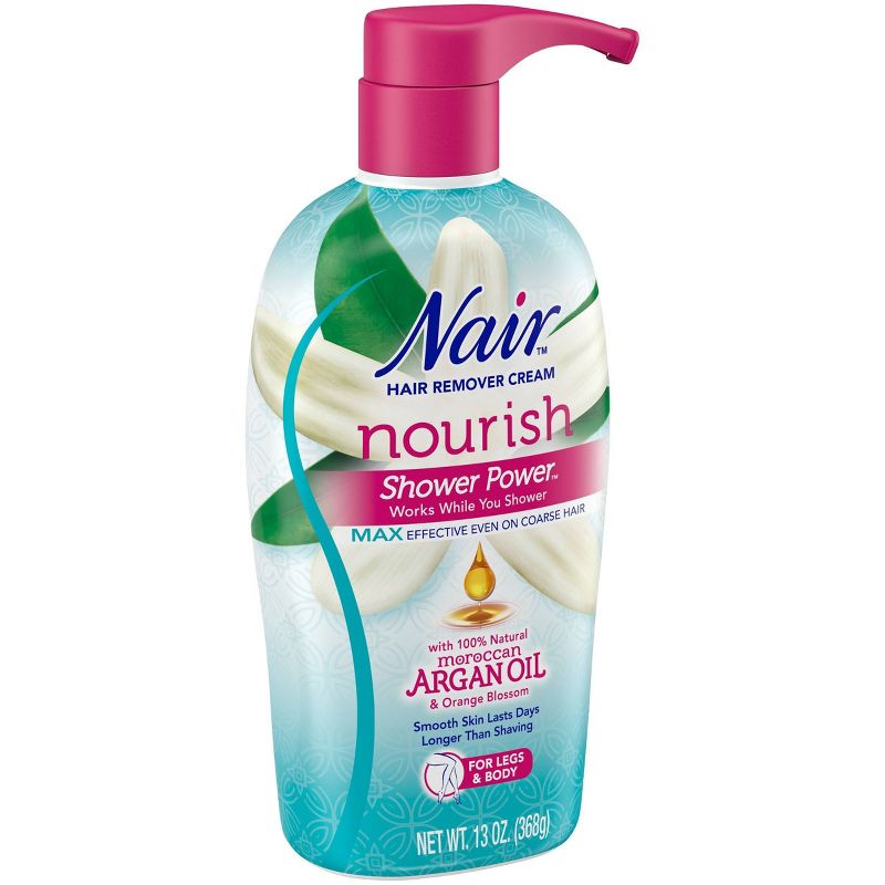 Nair Hair Remover Cream Nourish Shower Power Moroccan Argan Oil - 13oz