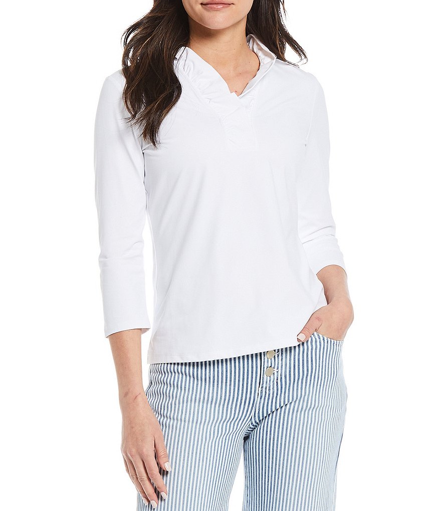 J.McLaughlin Durham 3/4 Sleeve Ruffle Top