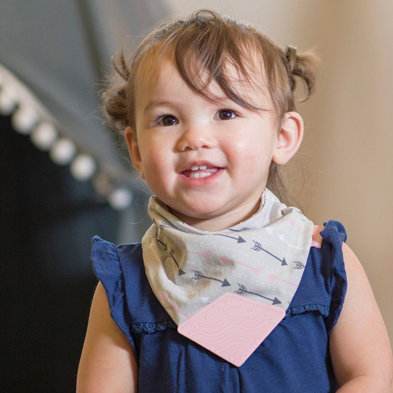 BooginHead Teether & Pacigrip Bib - Pink Arrows 2pk