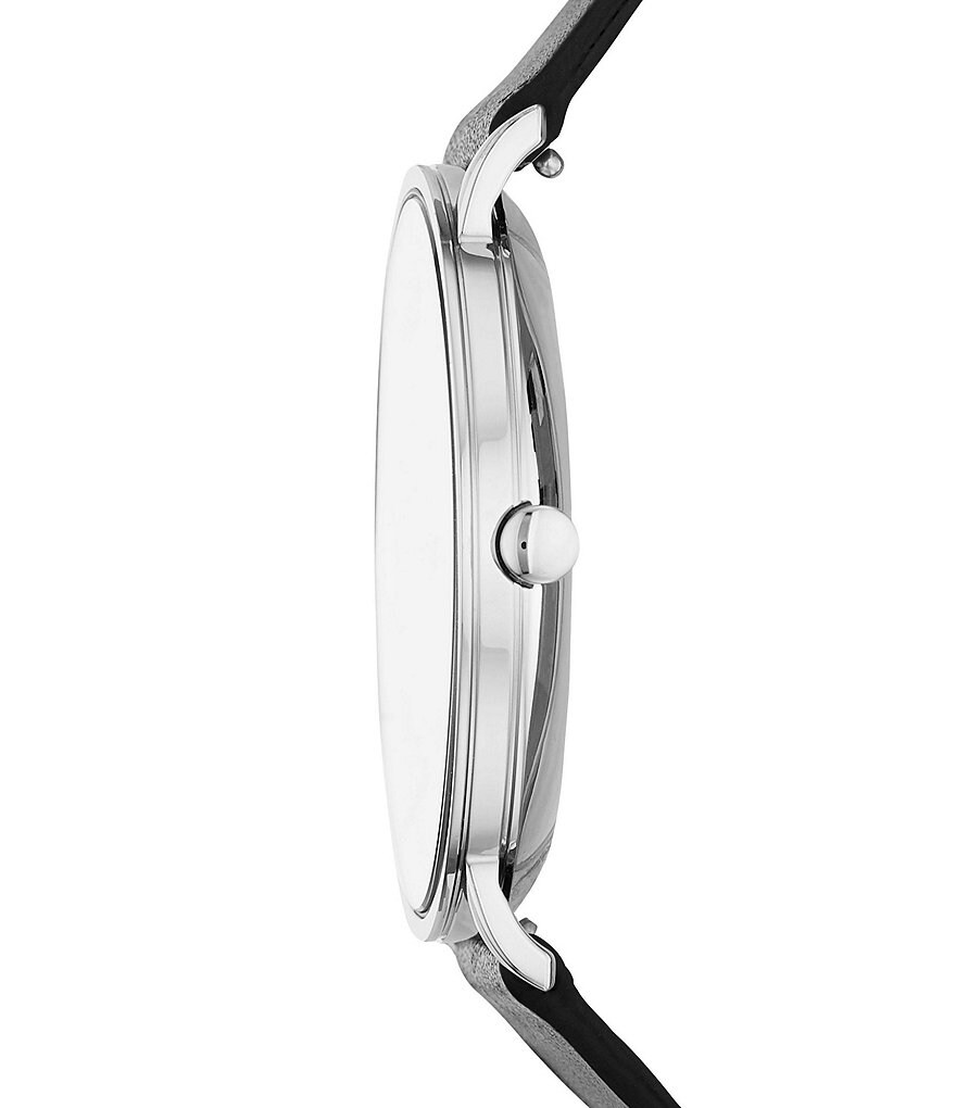 Skagen Hagen Slim Mother-of-Pearl Black Leather Watch