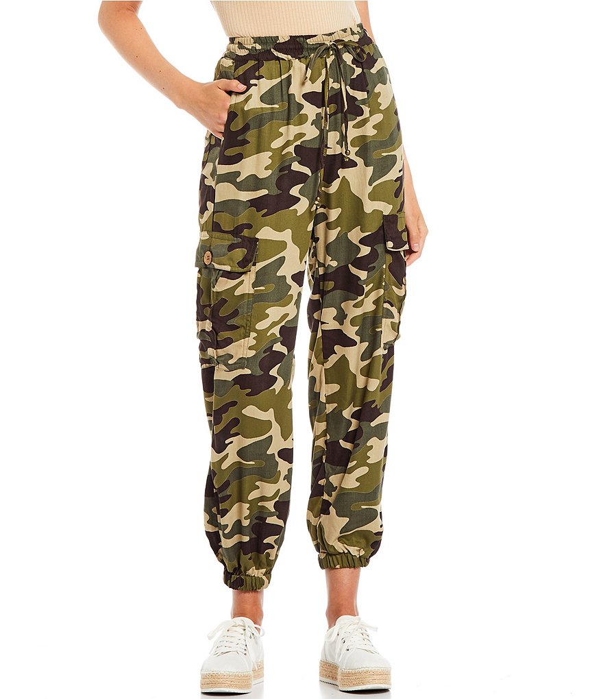Angie Camo High Rise Cargo Jogger Pants