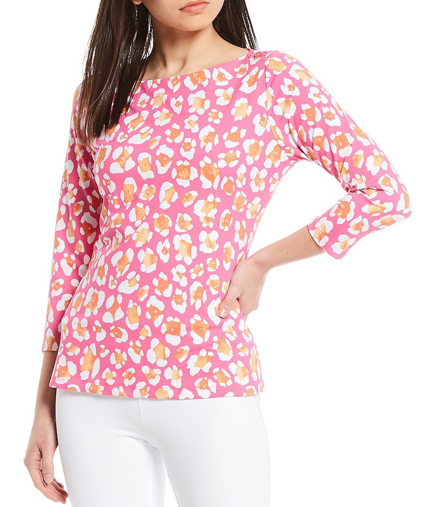 J.McLaughlin Wavesong 3/4 Sleeve Boat Neck Knit Tee