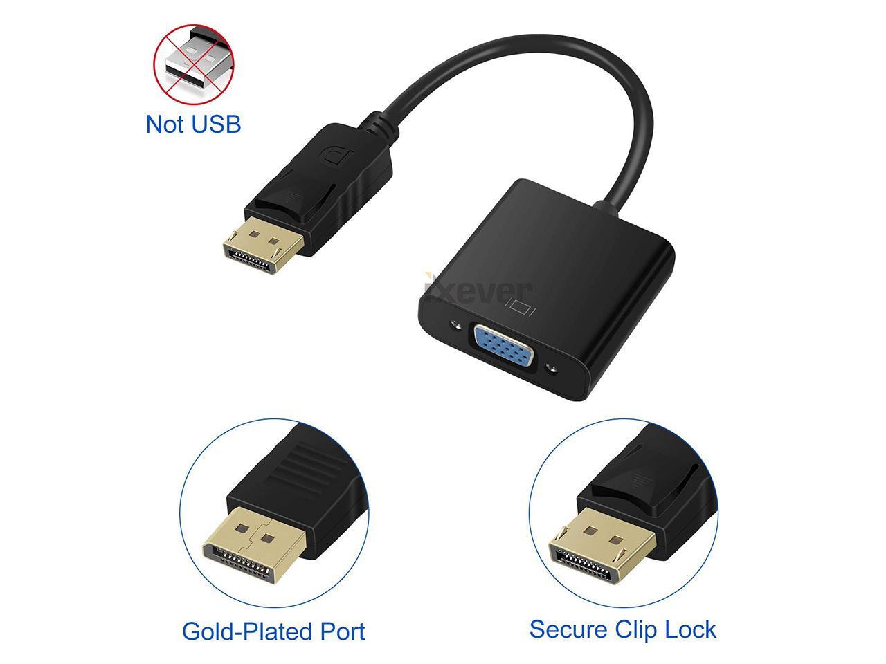 DisplayPort to VGA Adapter, 5 Pack Gold-Plated Display Port to VGA Adapter (Male to Female) Compatible with Computer, Desktop, Laptop, PC, Monitor, Projector, HDTV - Black