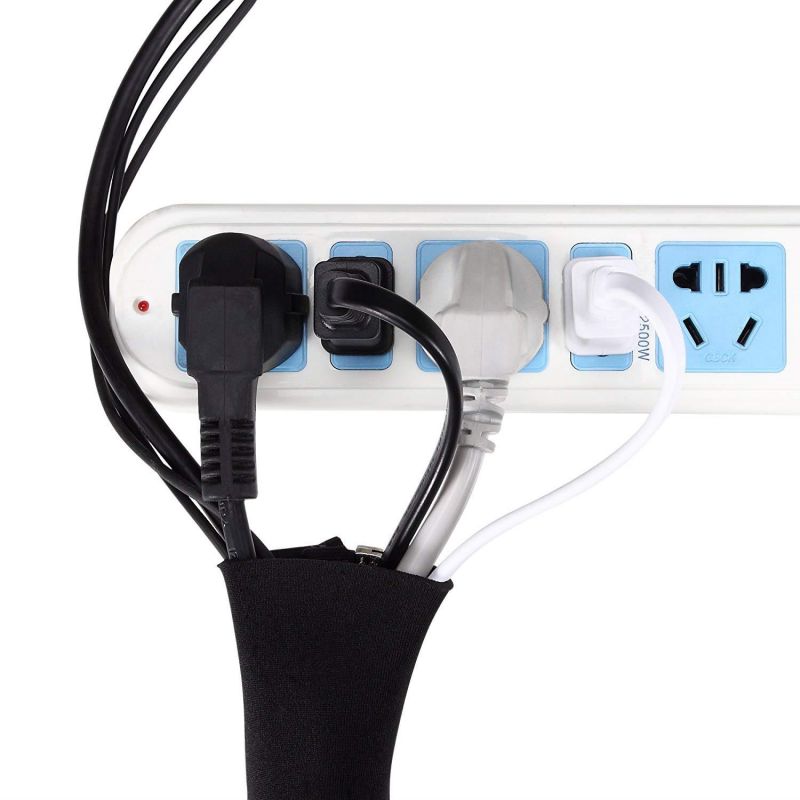 Cable Cord Management Sleeve 4 Pack Cable Wire Organizer with Zipper, 20 Inch Neoprene Flexible Cable Sleeve Wrap Cover Organizer for TV PC Home Theater and Office (Black)