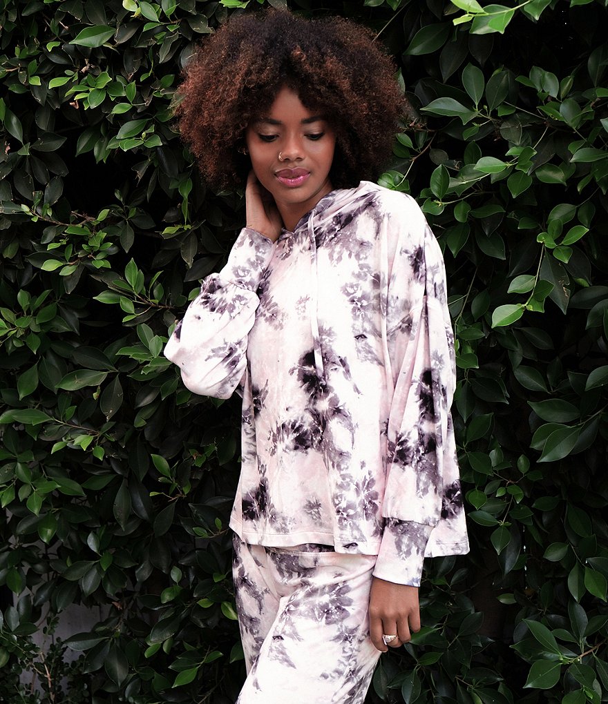 Midnight Bakery Diego Tie-Dye Print Brushed Knit Lounge Hoodie