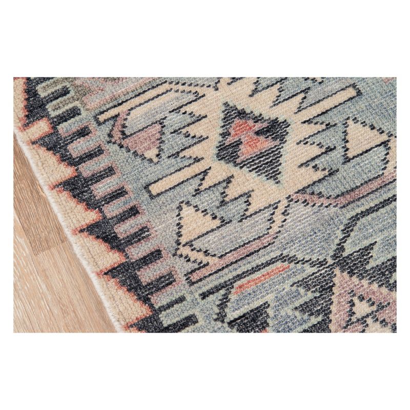 2'x3' Geometric Design Knotted Accent Rug Blue - Momeni