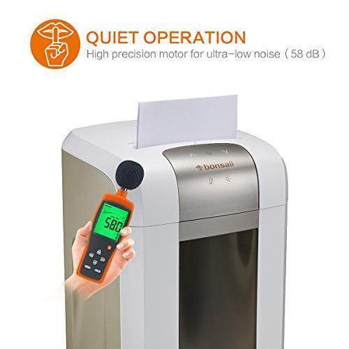 Bonsaii 4S23 8-Sheet Micro-Cut Shredder P-5 Security, Thermal Protection 6 Gallons Wastebasket, 4 Casters with 120 Minutes Running Time