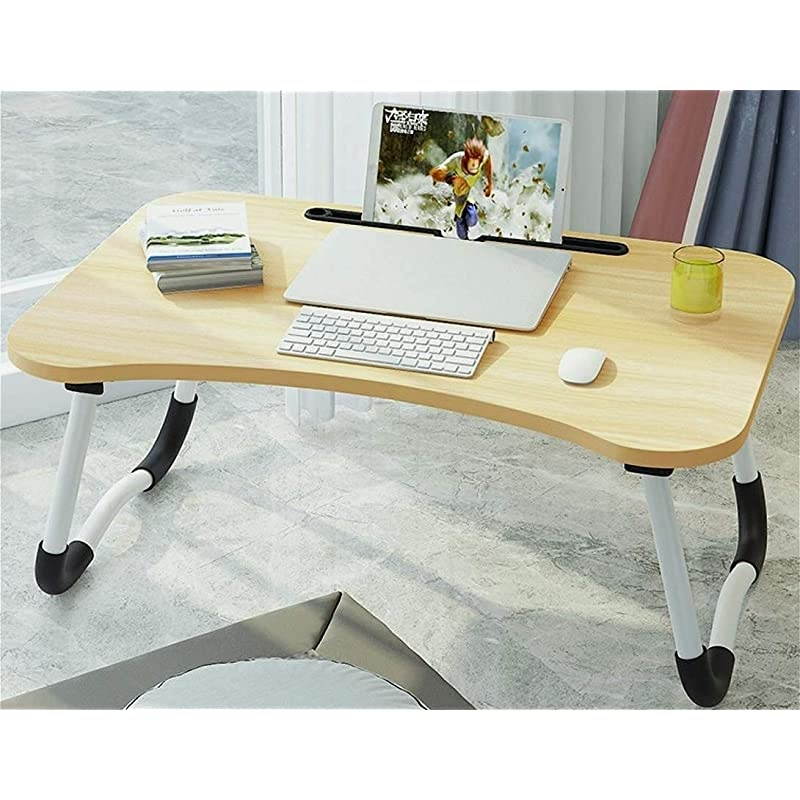 Bed Tray Table, Foldable Lap Desk Stand, Multifunction Lap Tablet Perfect for Eating Breakfast, Reading Book, Working,Watching Movie on Bed/Couch/Sofa/Floor,Light Brown