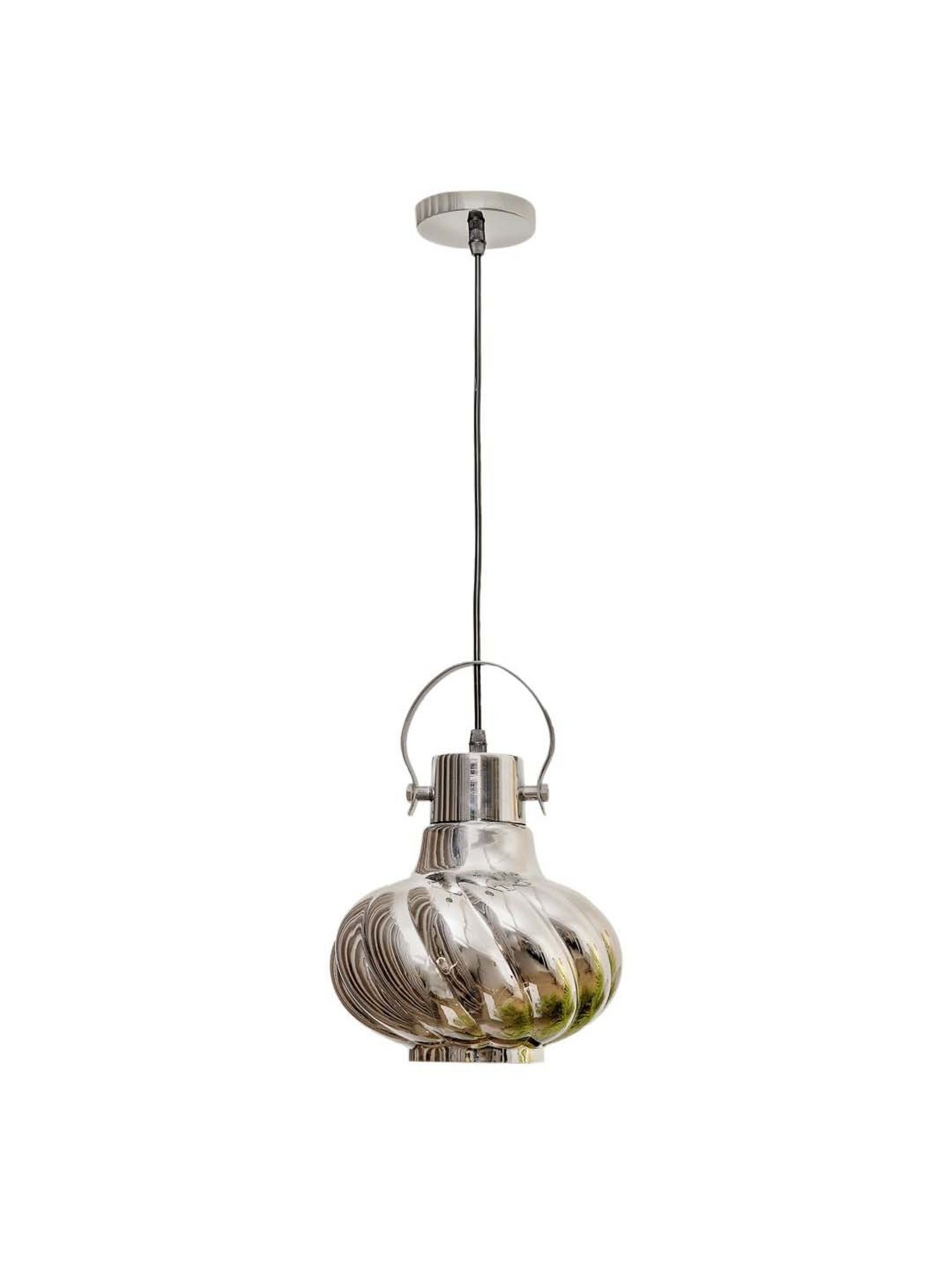 Kapoor E Illuminations Agatha Smoke & Nickel Glass Single Light Hanging Lamp