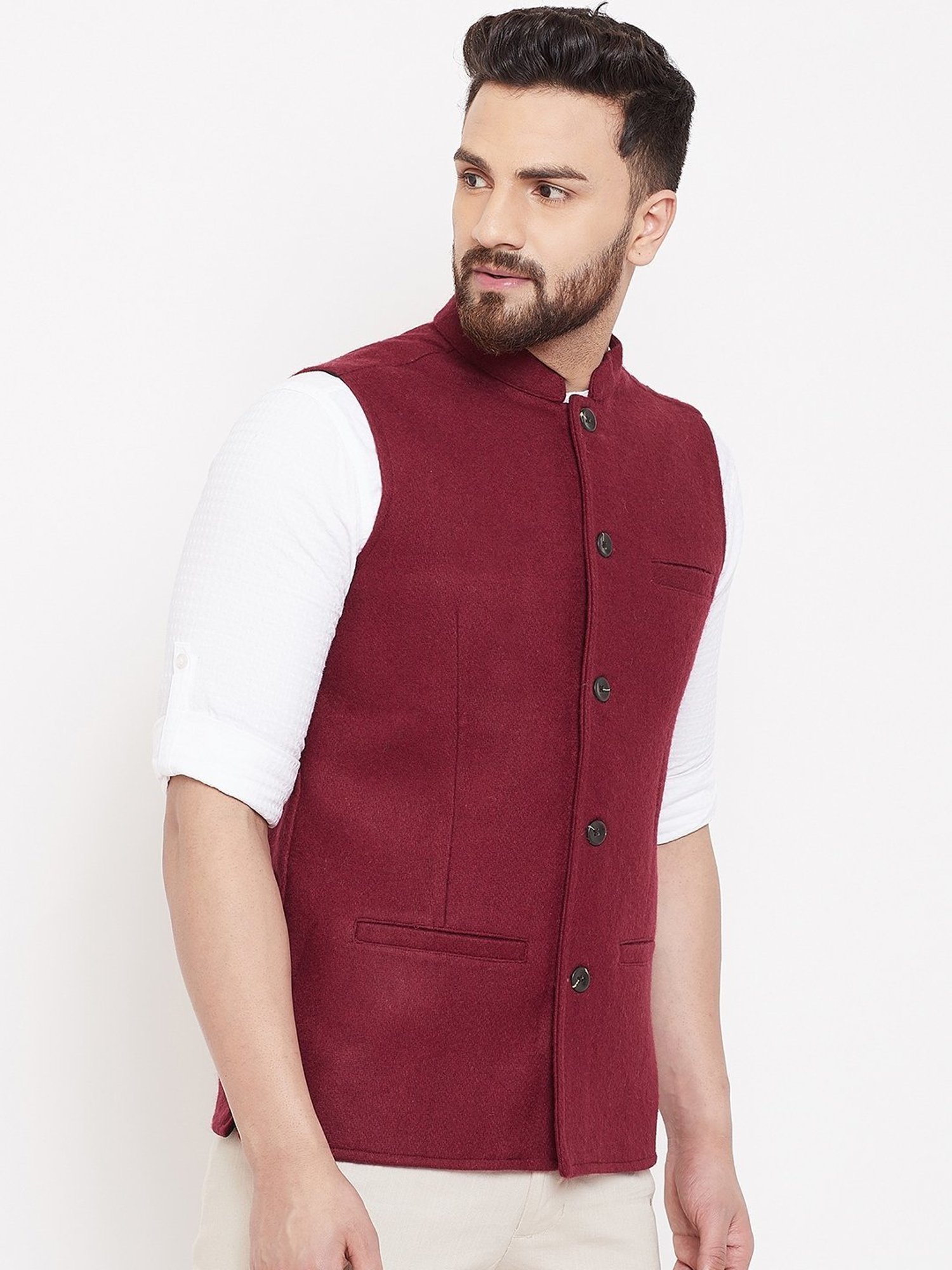Even Maroon Regular Fit Nehru Jacket