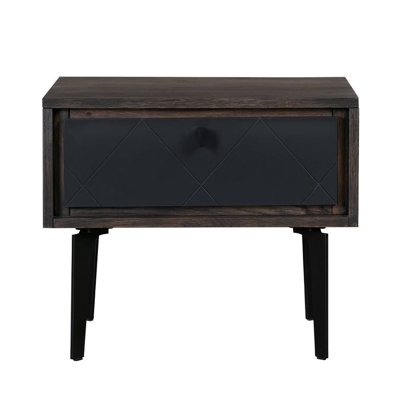 Cross Solid Oak and Metal Nightstand Dark Gray - Armen Living