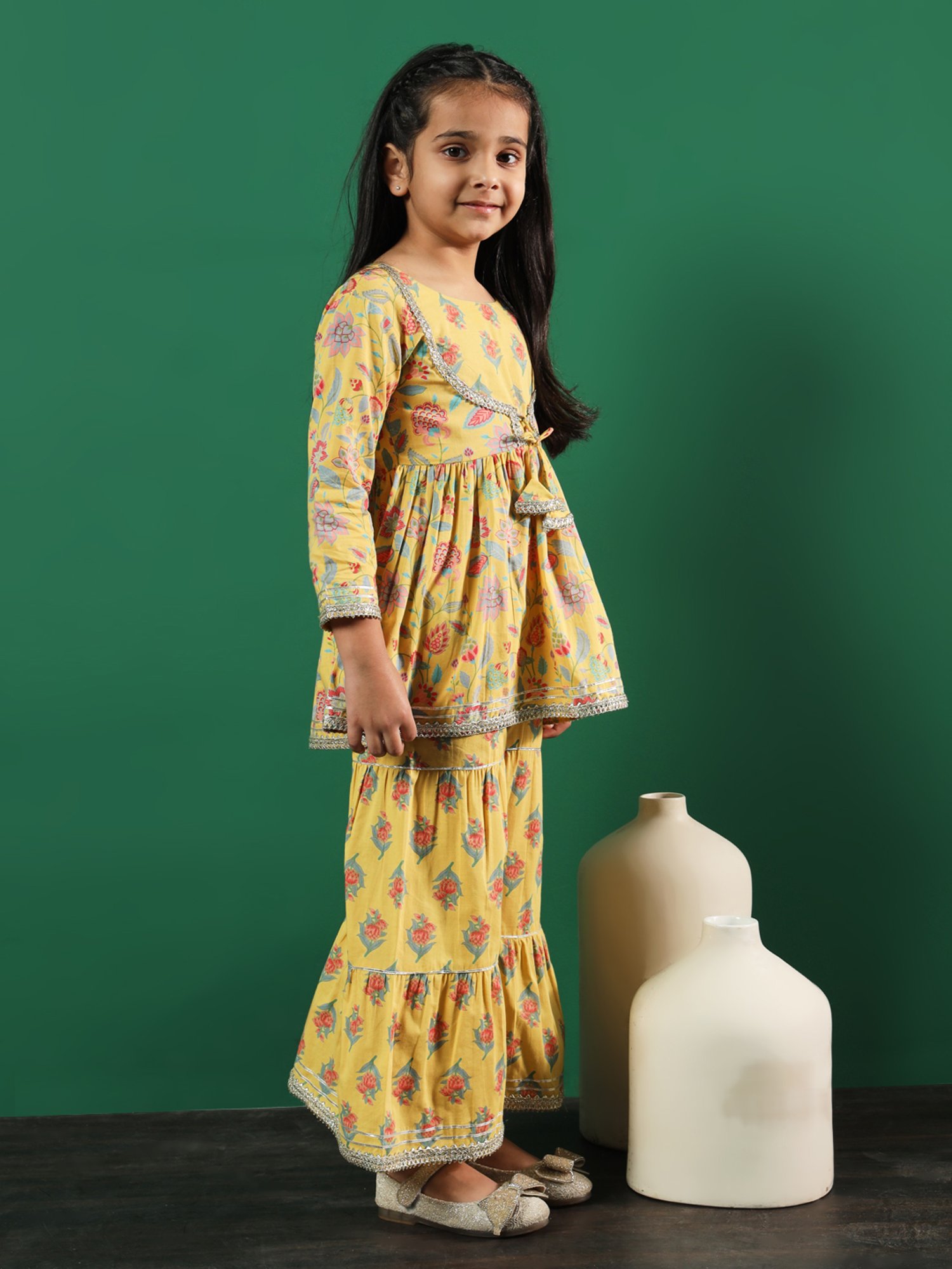 Many Frocks Kids Blue Embellished Top with Plazzos