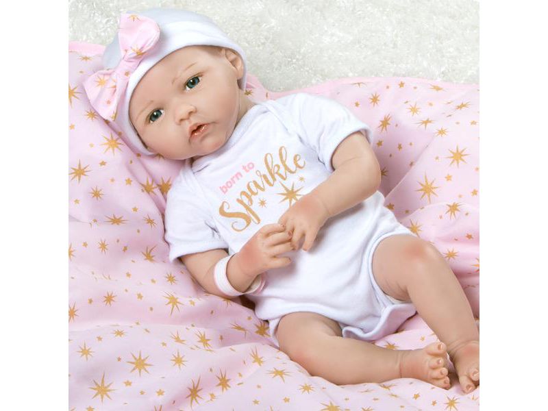 Paradise Galleries Reborn Baby Doll in Silicone-like Vinyl, 19 inch Newborn Girl Baby Bundles: Born To Sparkle, 7-Piece Ensemble