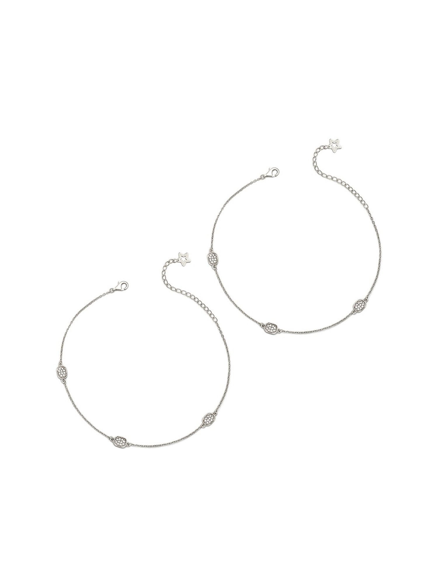 Silberry 92.5 Sterling Silver Maria Pair of Anklets