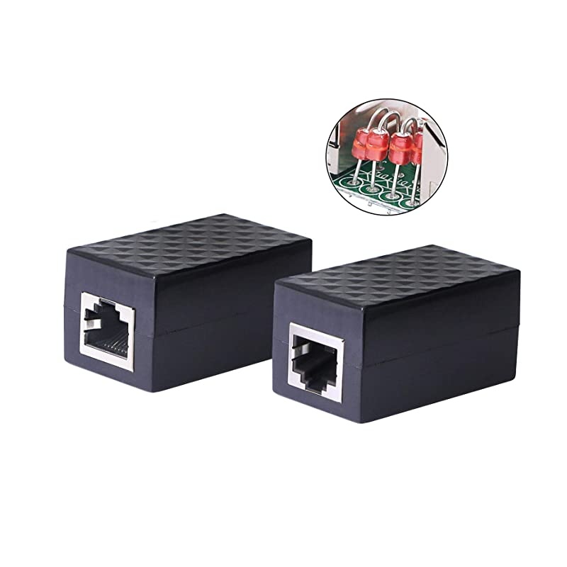 Ethernet Surge Protector RJ45 Coupler Female to Female Network Surge Protector Outdoor Arrester Protection Device Extension Adapter2Pack