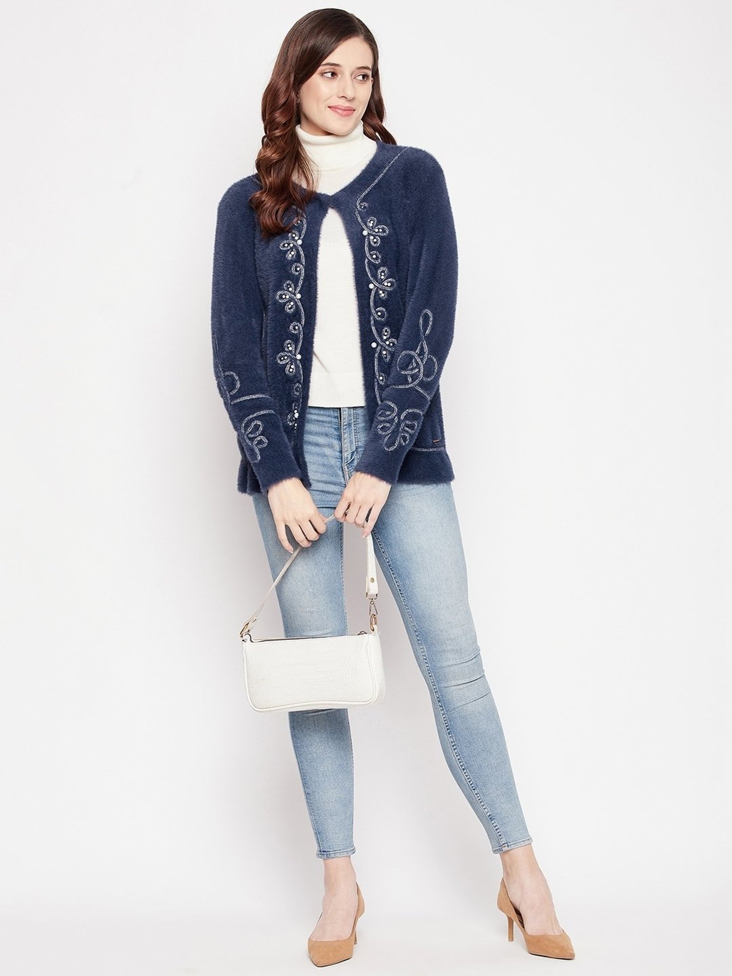 Duke Navy Embellished Shrug