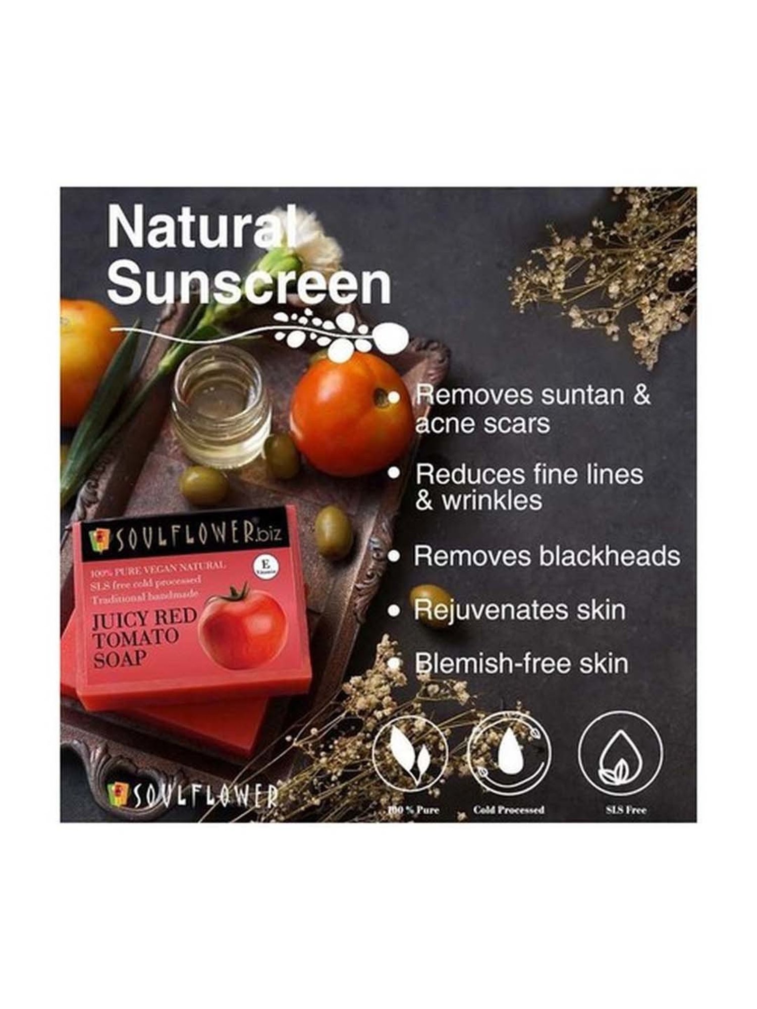 Soulflower Juciy Red Tomato Soap - 150 gm