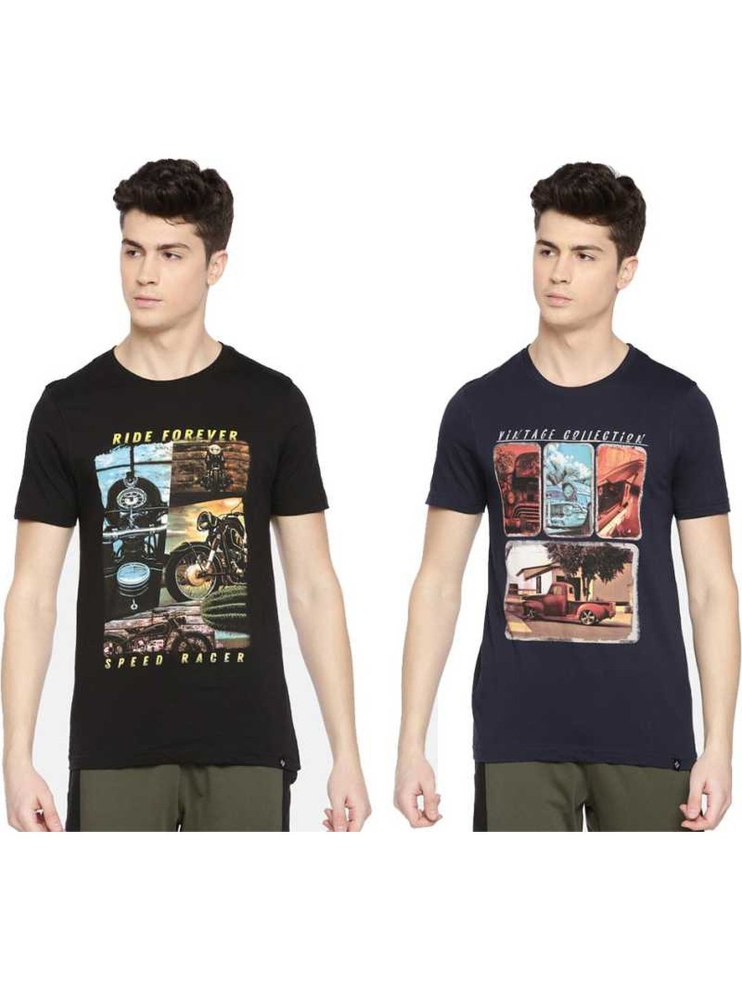 Dollar Mutlicolored Regular Fit Printed T-Shirt (Pack of 2)