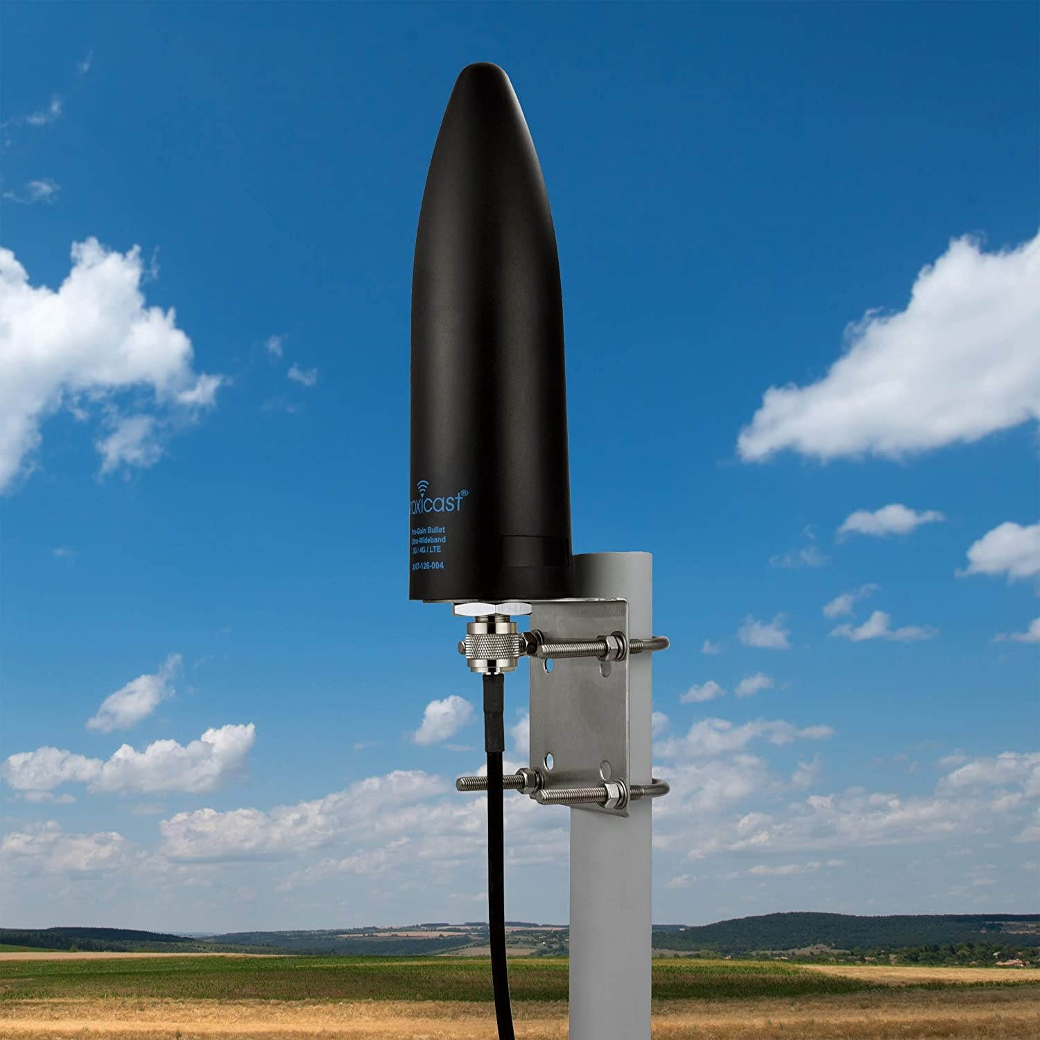 Proxicast 7 dBi Pro-Gain Bullet 4G / LTE or WiFi Omni-Directional Wideband Antenna with Stainless Outdoor Pole/Wall/Rail Mount - Black for Verizon AT&T T-Mobile and Others